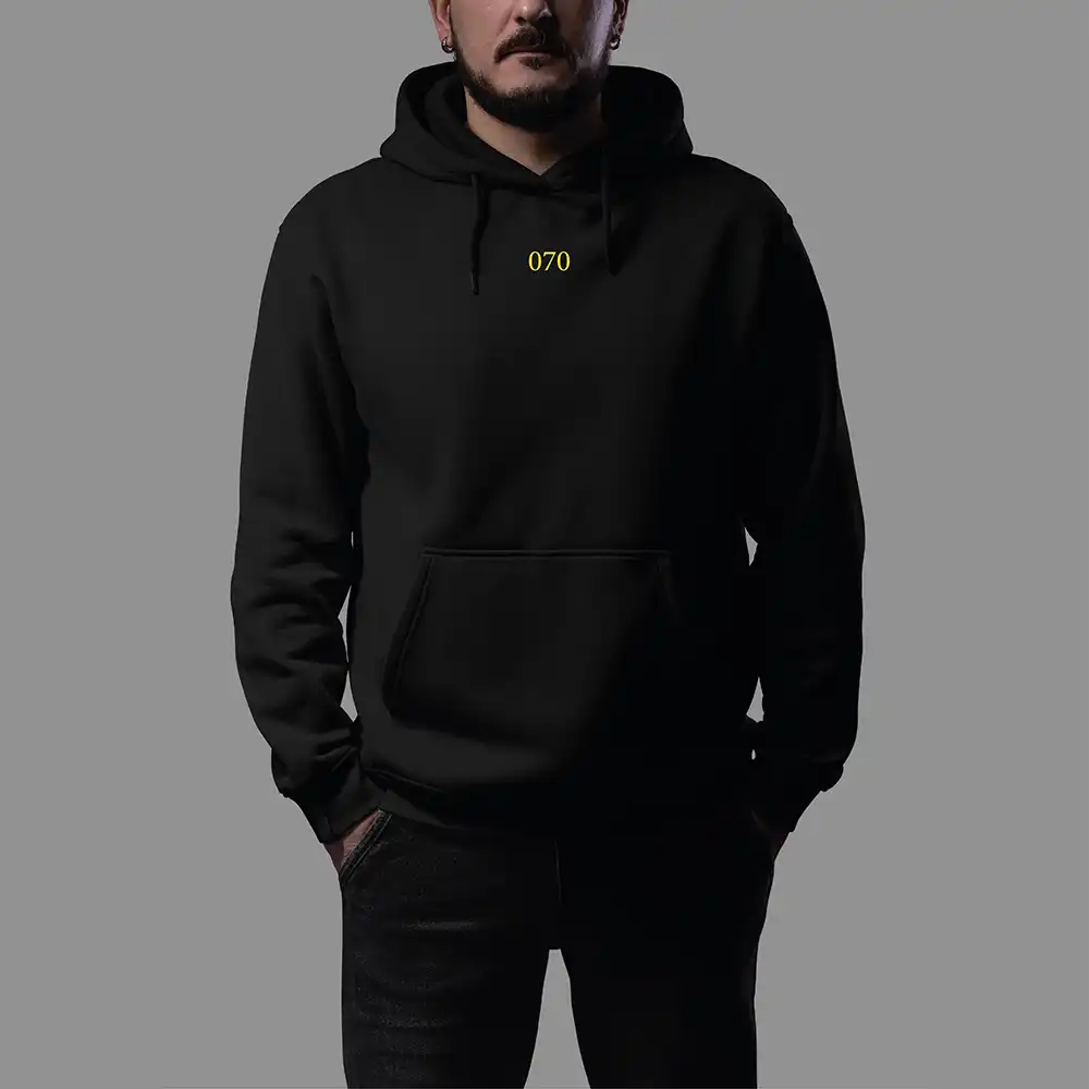 Skyline Den Haag Hoodie - 01 vk hoodie zwart geel denhaag - EK8206