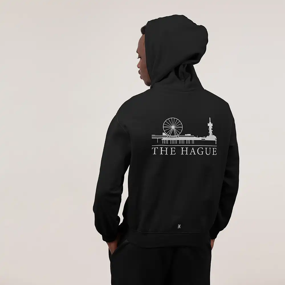 Skyline Den Haag Hoodie - 06 hoodie zwart wit denhaag skyline 3 - EK8202