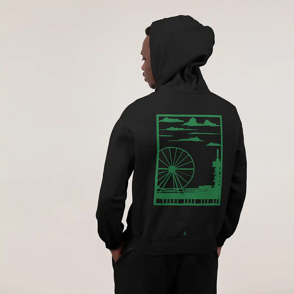 Den Haag Hoodie - Ak hoodie zwart groen denhaag vlak - EK8207