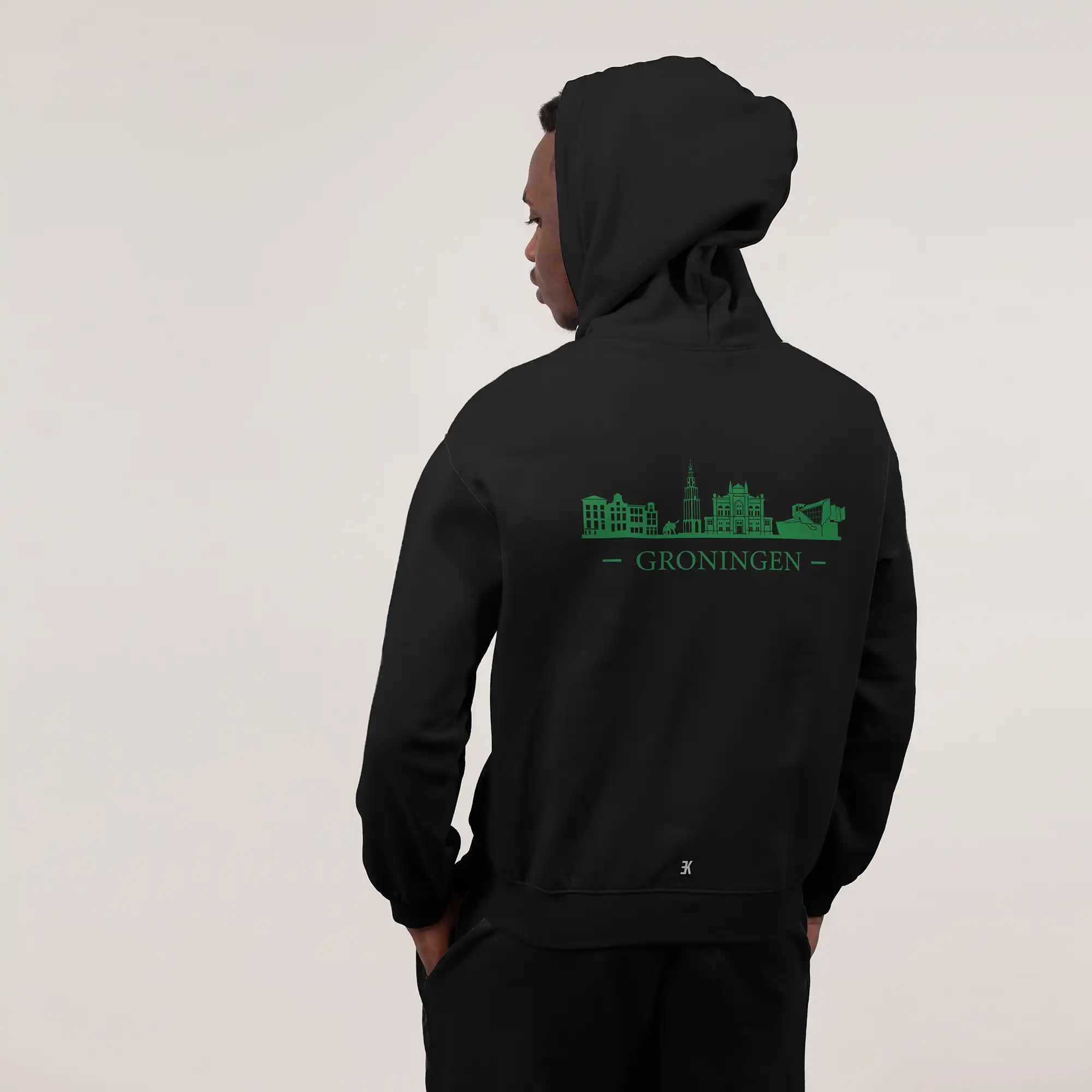 Groningen Skyline Hoodie - Ak hoodie zwart groen skyline groningen 2 - Groningen Skyline Hoodie O16875