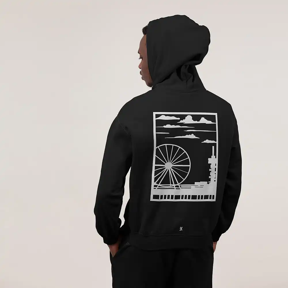 Den Haag Hoodie - Ak hoodie zwart wit denhaag vlak 1 - EK8207
