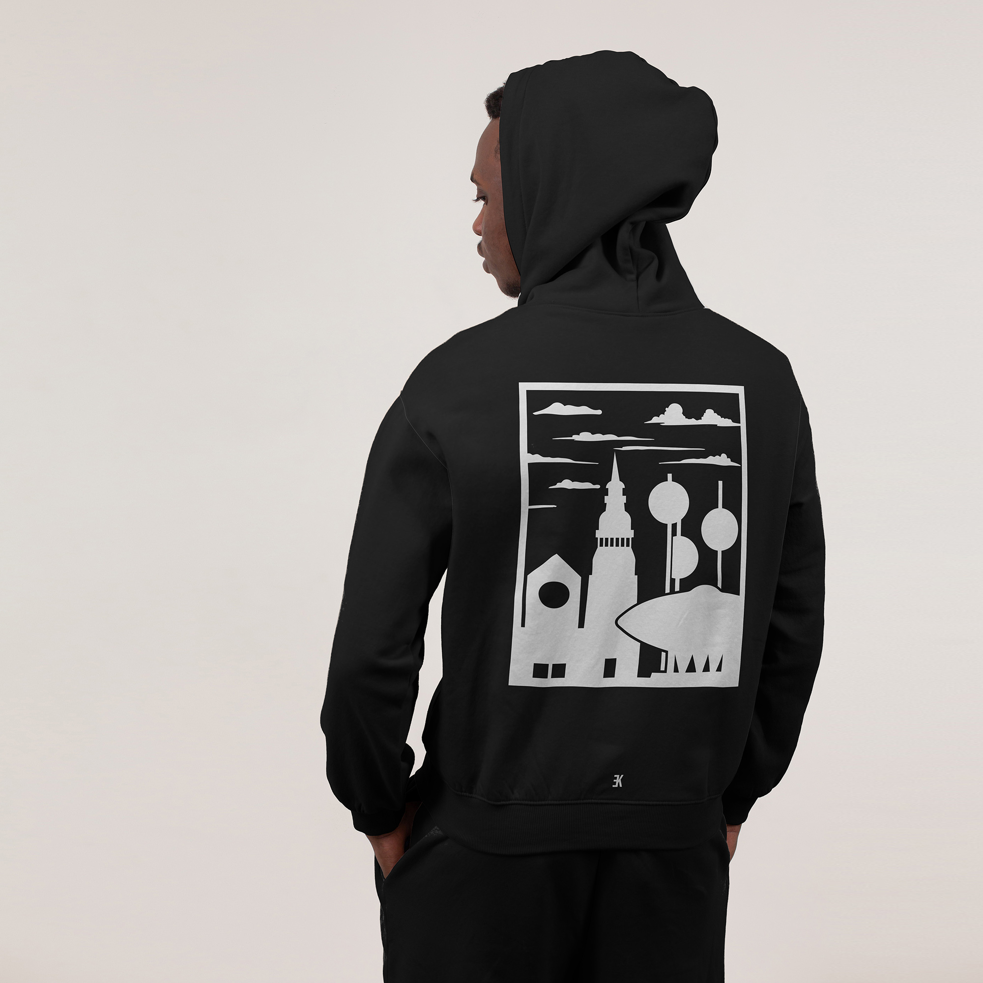 Eindhoven Hoodie - Ak hoodie zwart wit eindhoven vlak 2 - EK8219
