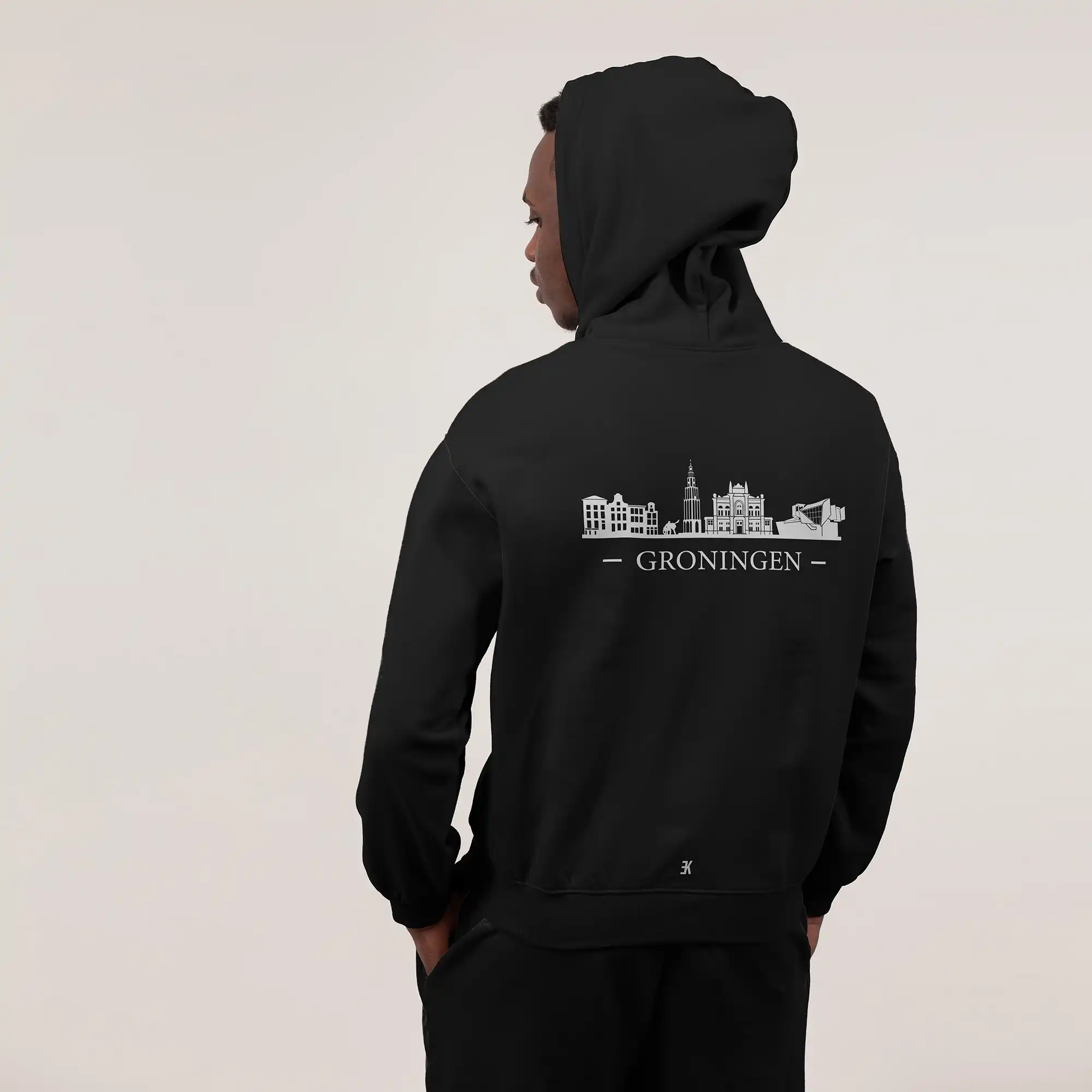 Groningen Skyline Hoodie - Ak hoodie zwart wit skyline groningen 4 - Groningen Skyline Hoodie O16875