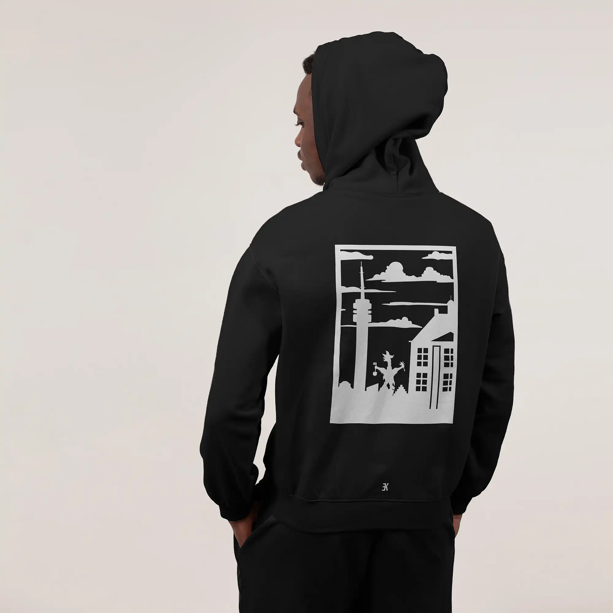 Roosendaal Hoodie Zwart - Ak rsd hoodie zwart wit vlak 4 - Roosendaal Hoodie   (14673)