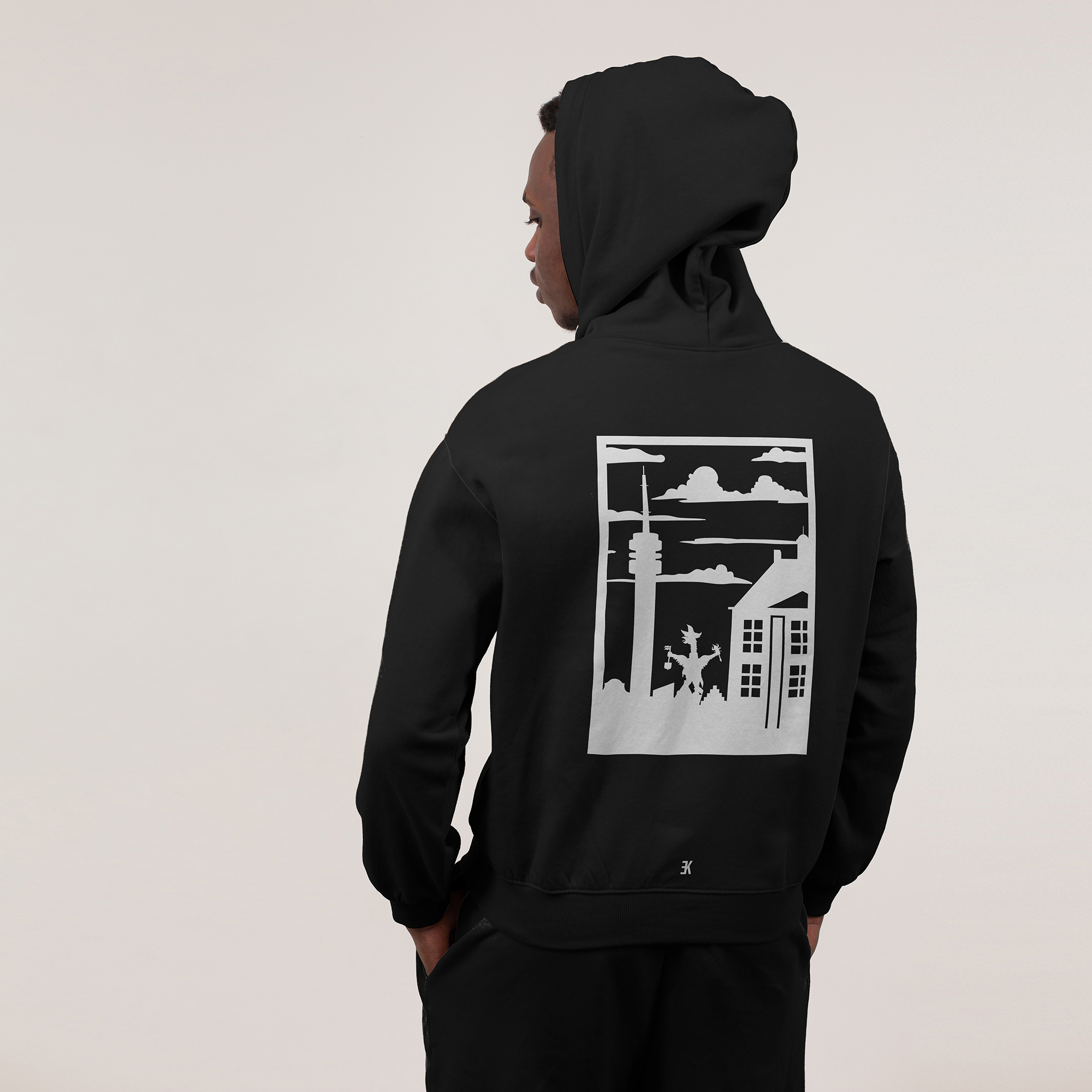 Roosendaal Hoodie Zwart - Ak rsd hoodie zwart wit vlak 8 - Roosendaal Hoodie   (15069)