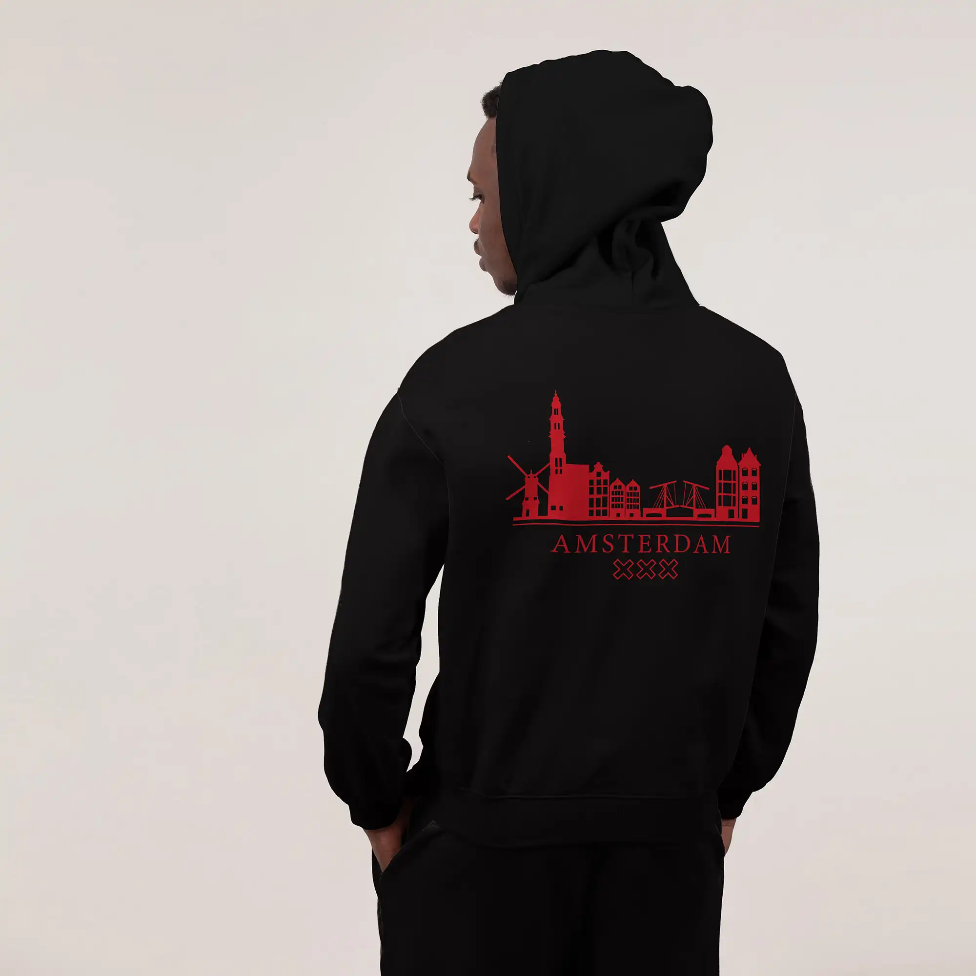 Skyline Amsterdam Hoodie - Ams hoodie model skyline rood 4 - EK8190
