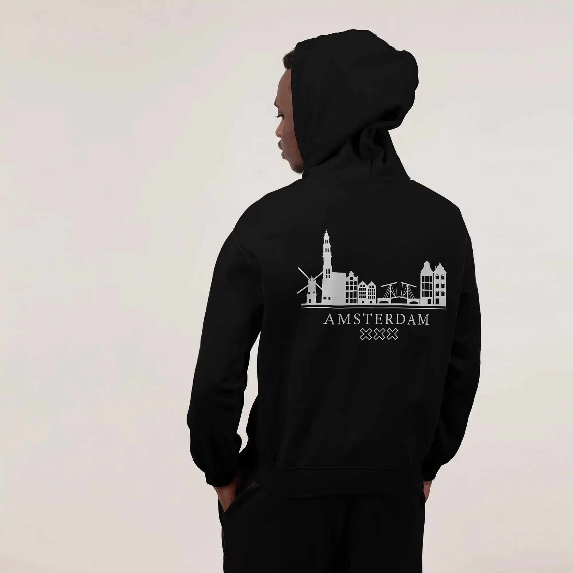 Skyline Amsterdam Hoodie - Ams hoodie model skyline wit 3 - EK8189