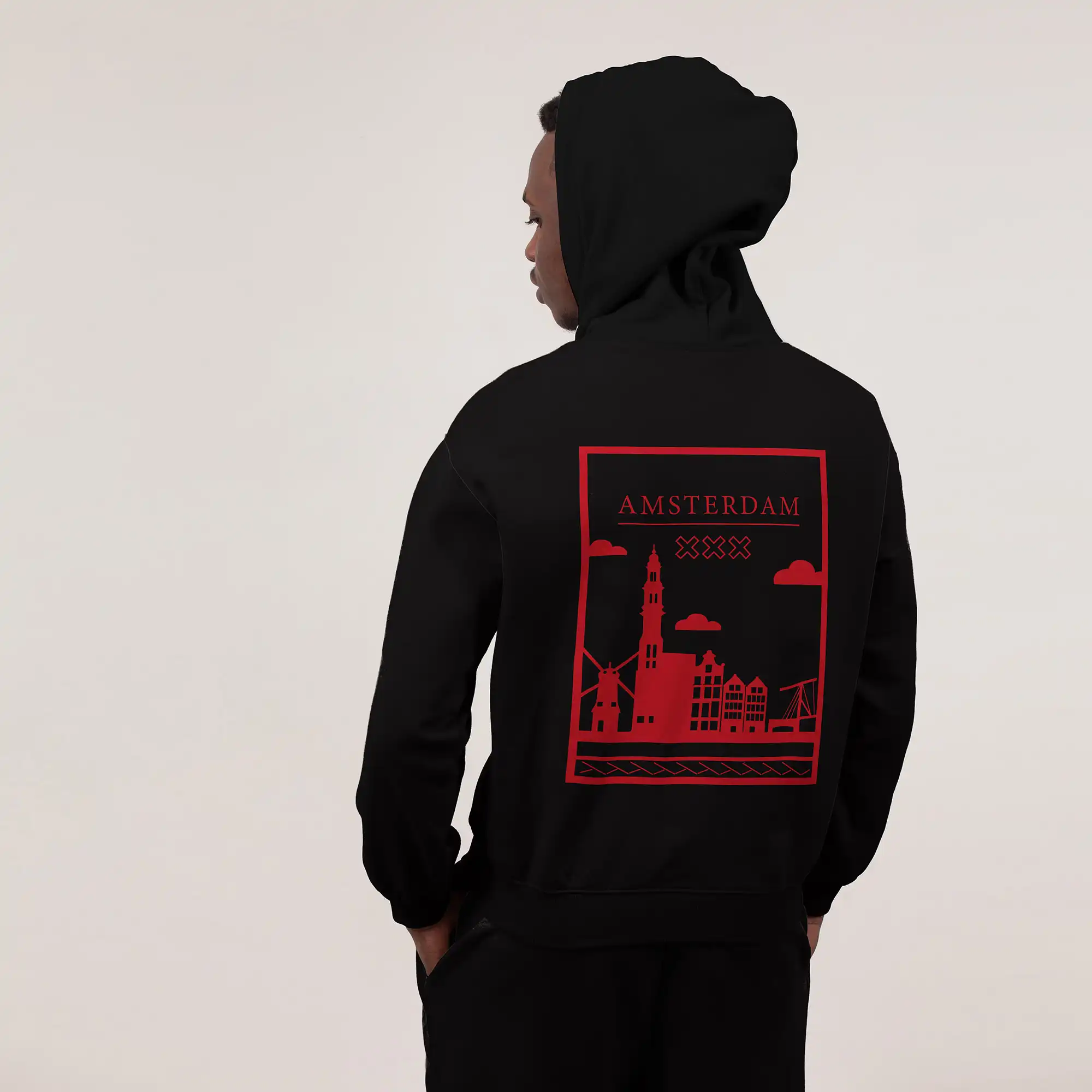Amsterdam Hoodie - Ams hoodie model vlak rood 2 - Amsterdam Hoodie 3