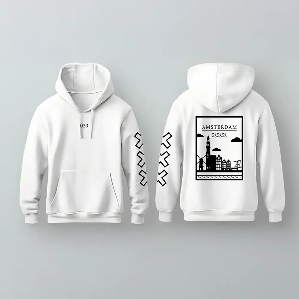Amsterdam Hoodie - Ams hoodie wit vlak zwart 2 - EK8183