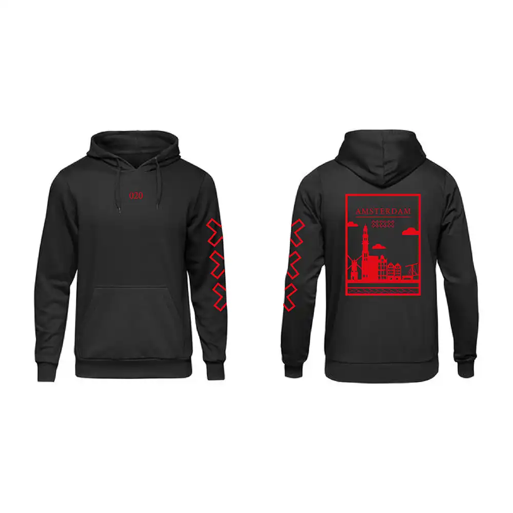 Amsterdam Hoodie - Ams hoodie zwart vlak rood 2 - EK8183