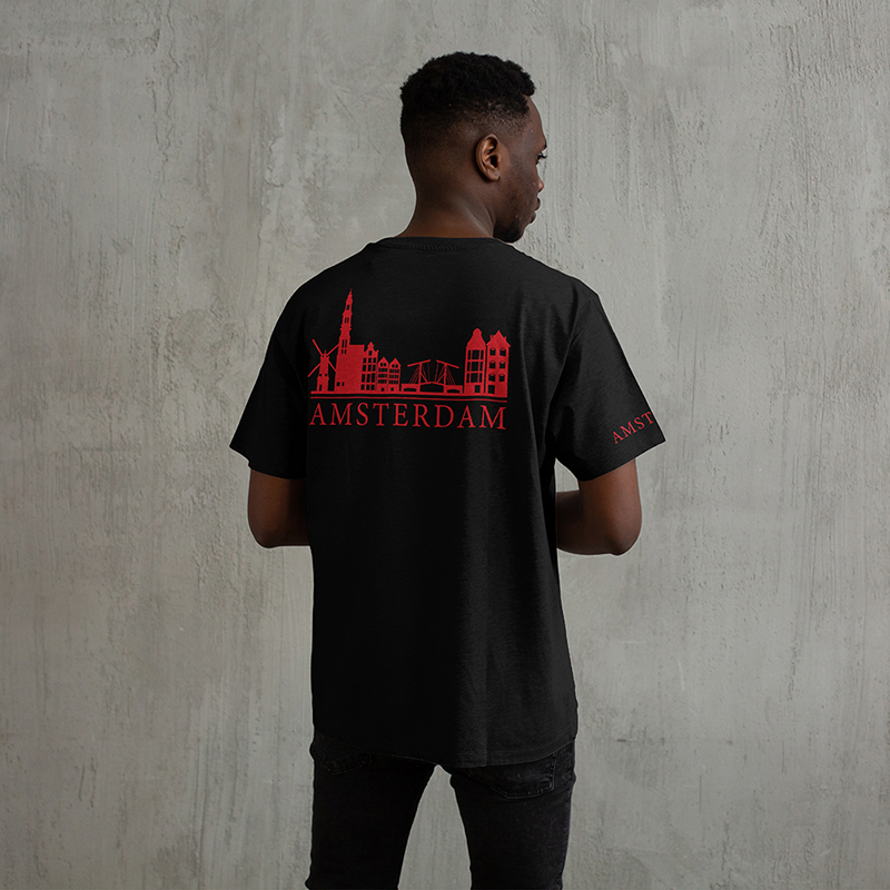 Skyline Amsterdam Shirt - Ams shirt model skyline rood - EK8187