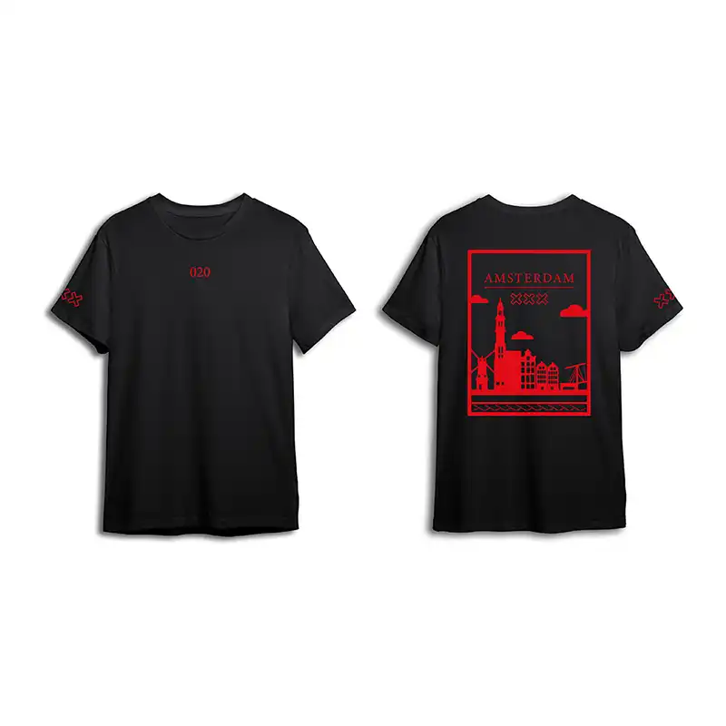 Amsterdam Shirt - Ams shirt zwart vlak rood - EK8182