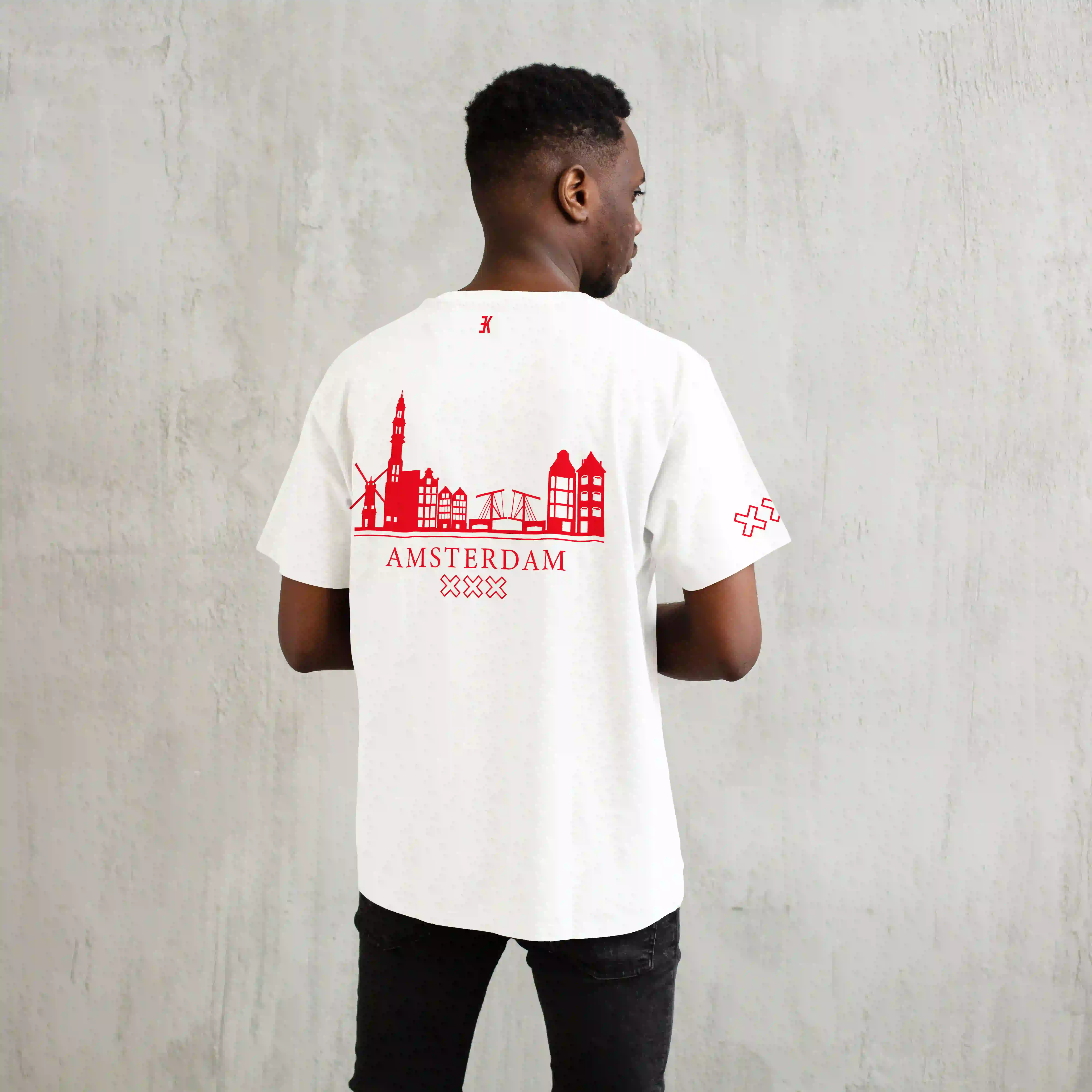 Skyline Amsterdam Shirt - Ams t shirt wit model skyline rood 2 - EK8187