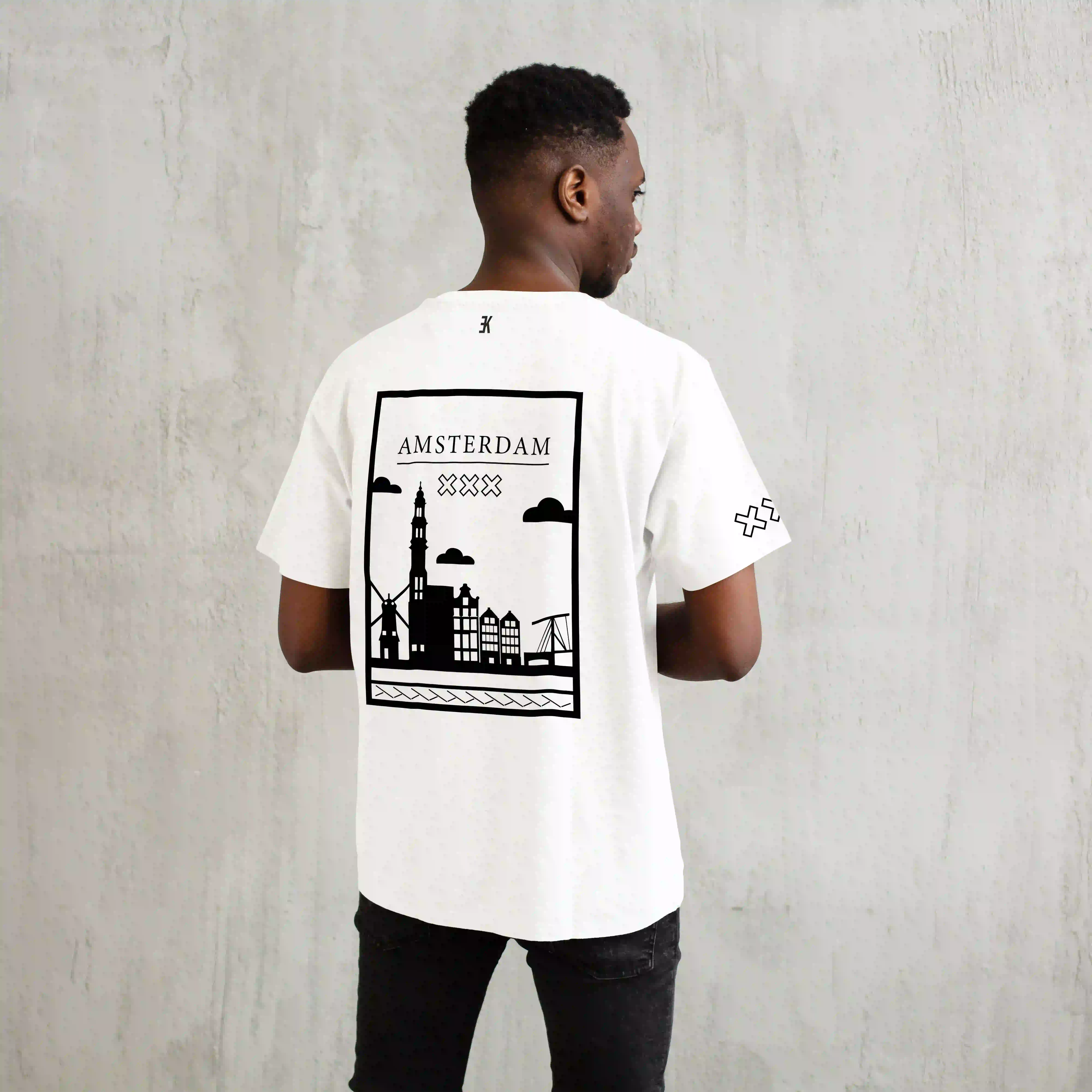 Amsterdam Shirt - Ams t shirt wit model vlak zwart 2 - Amsterdam Shirt O33261