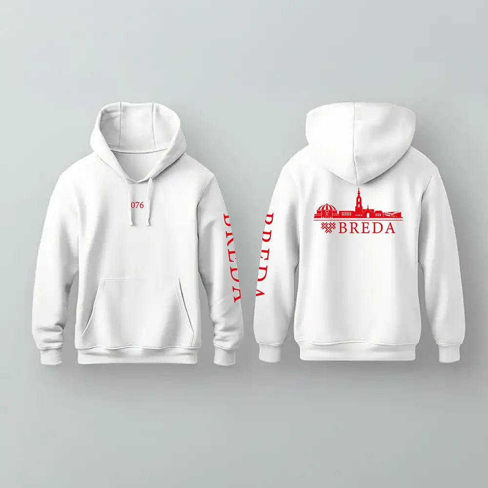 Skyline Breda Hoodie - Breda hoodie wit skyline rood - EK8199
