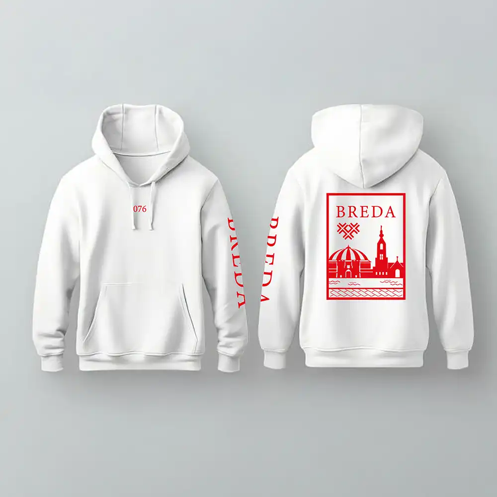 Breda Hoodie - Breda hoodie wit vlak rood 3 - EK8194
