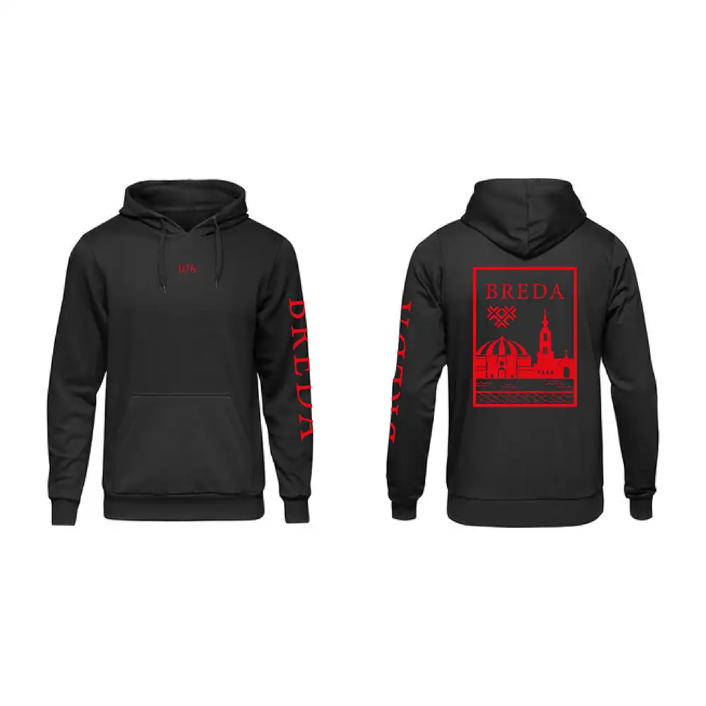 Breda Hoodie - Breda hoodie zwart vlak rood - EK8198