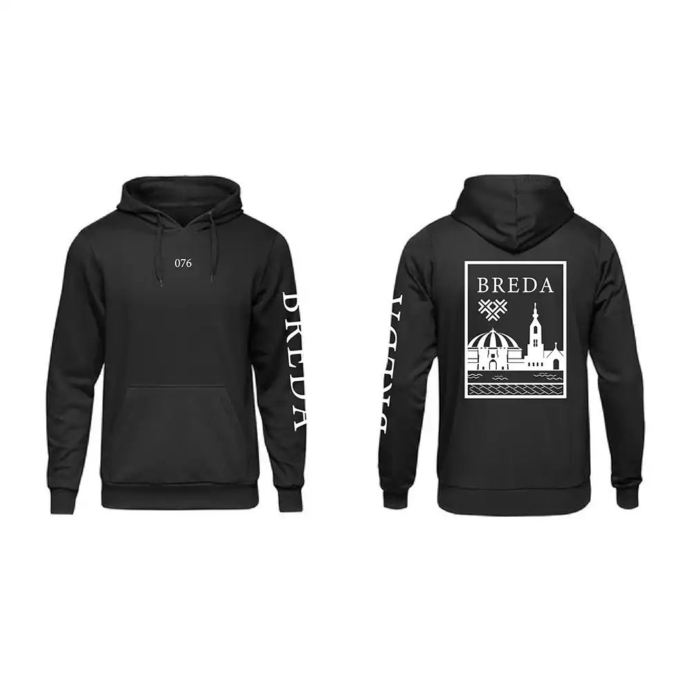 Breda Hoodie - Breda hoodie zwart vlak wit - EK8198