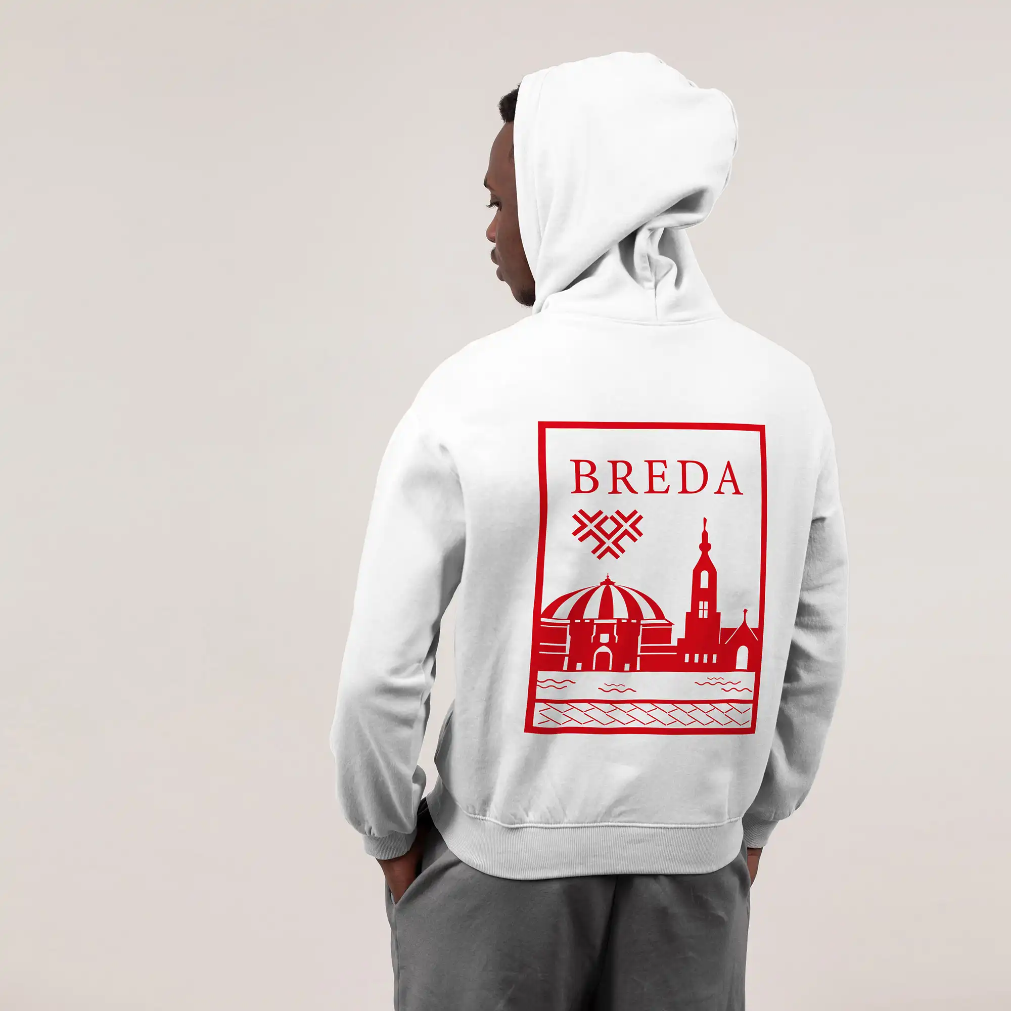 Breda Hoodie - Breda model hoodie wit vlak rood 3 - EK8194