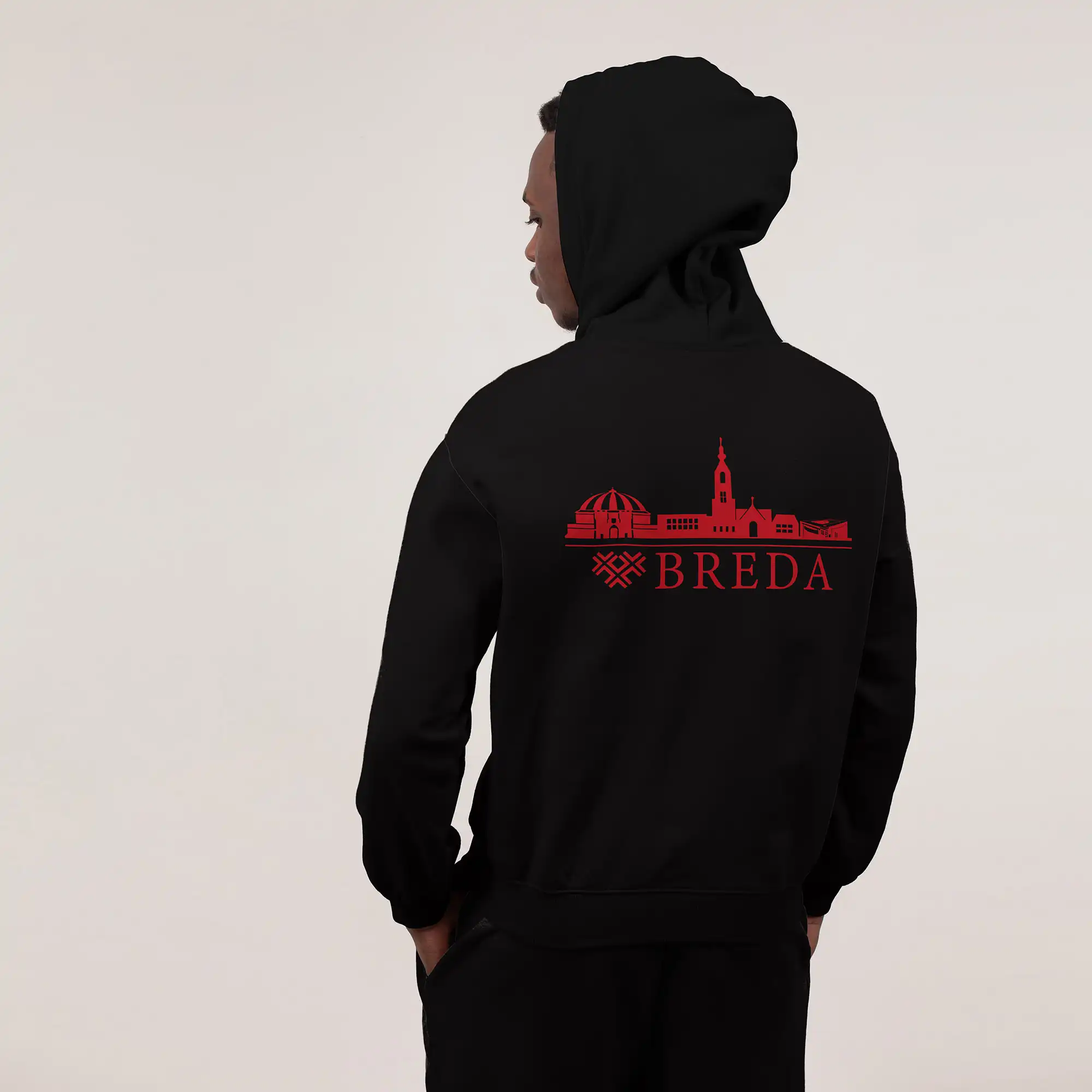 Skyline Breda Hoodie - Breda model hoodie zwart skyline rood 1 - EK8193