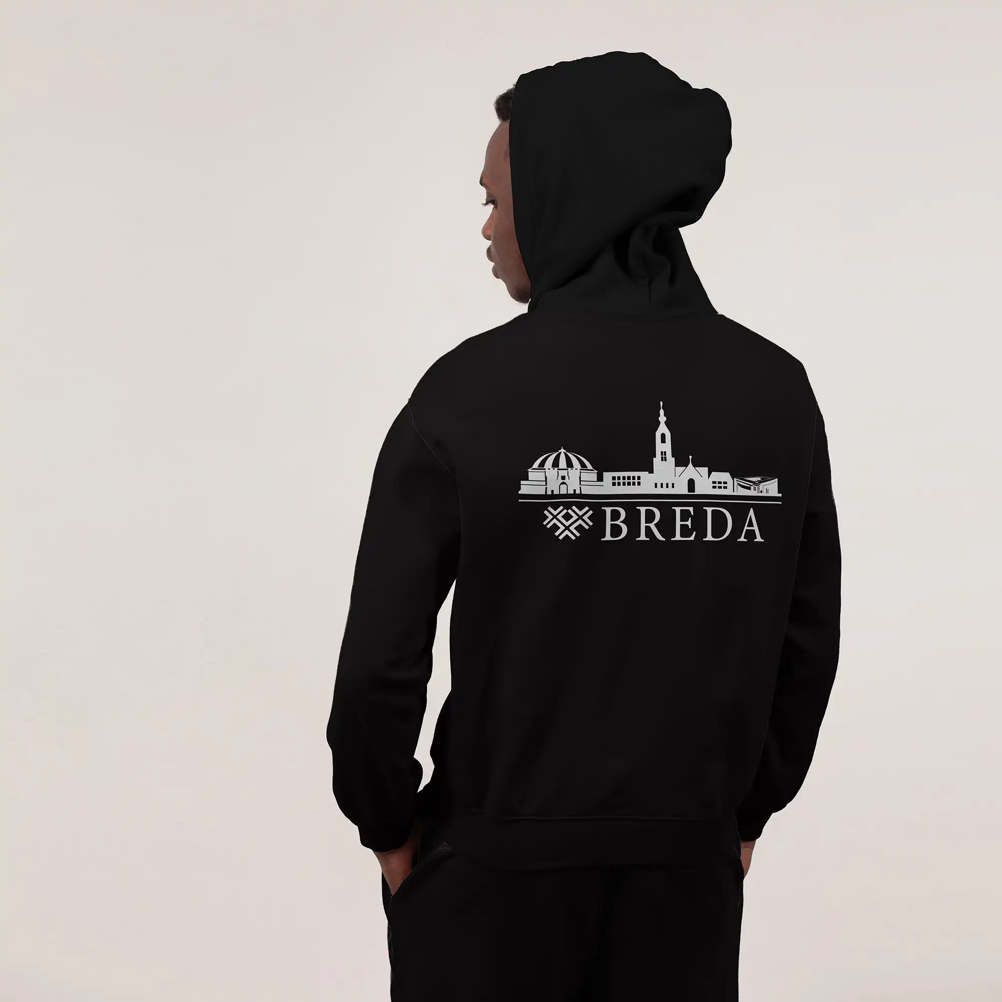 Skyline Breda Hoodie - Breda model hoodie zwart skyline wit 4 - EK8192