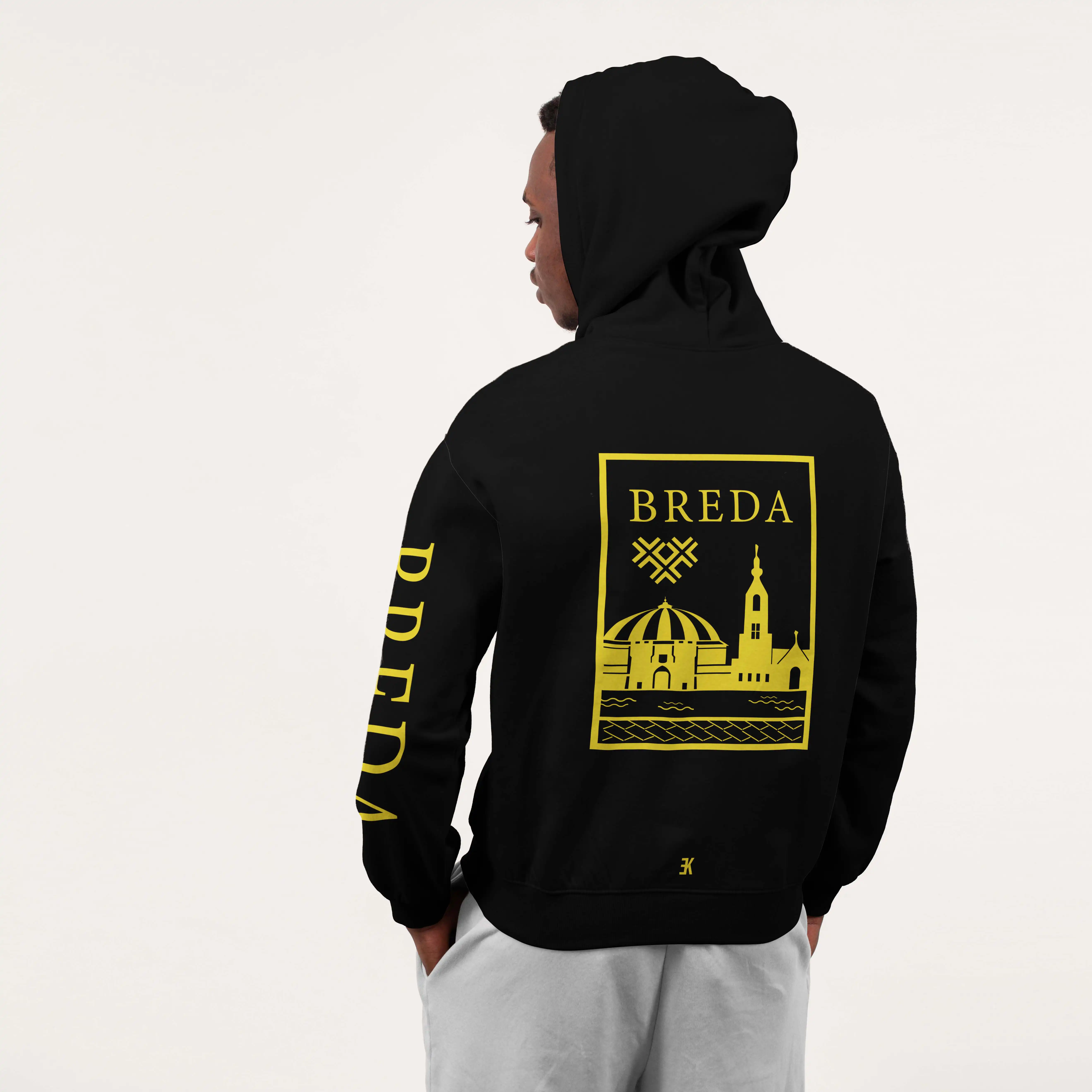Breda Hoodie - Breda model hoodie zwart vlak geel 5 - EK8194