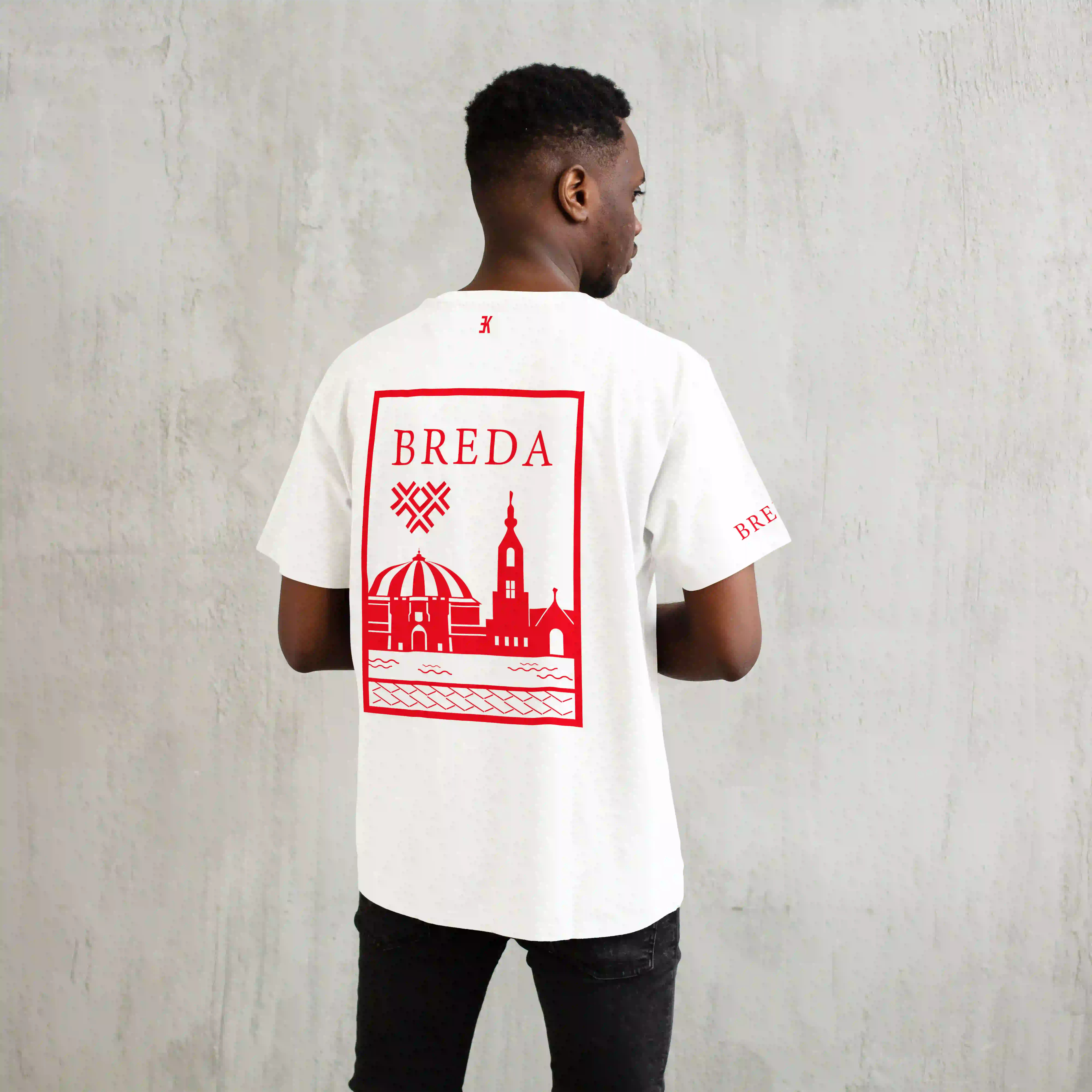 Breda Shirt - Breda t shirt wit model vlak rood - EK8191