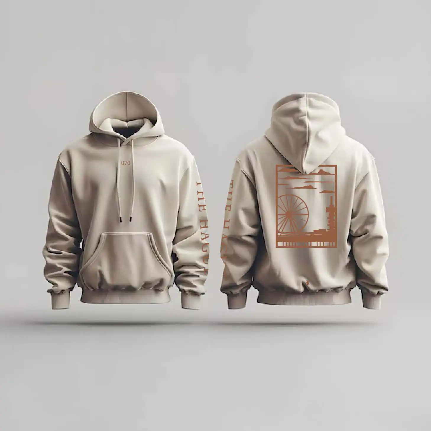Den Haag Hoodie - Denhaag hoodie beige vlak - EK8207