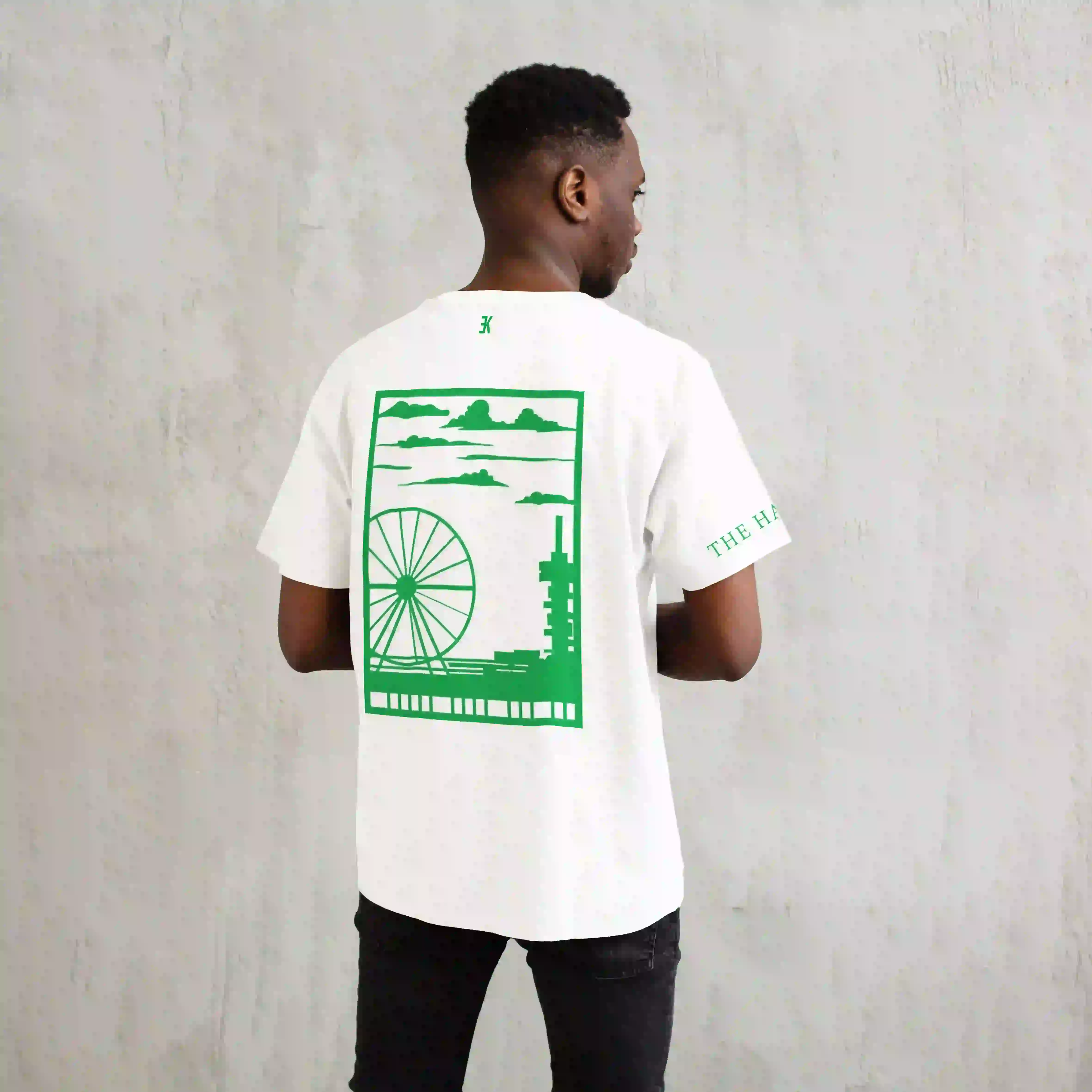 Den Haag Shirt - Denhaag t shirt wit vlak groen 1 - EK8210