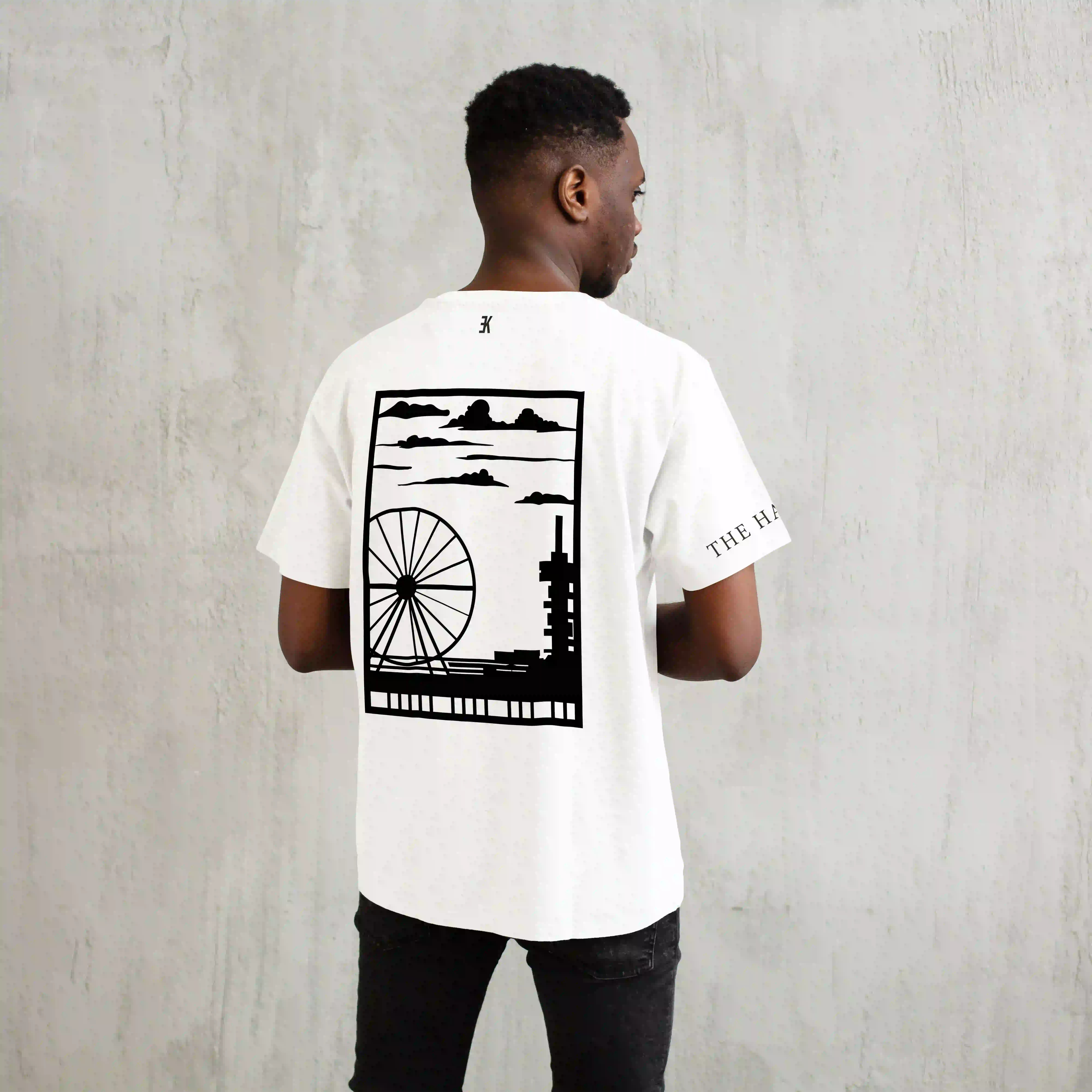 Den Haag Shirt - Denhaag t shirt wit vlak zwart - EK8201