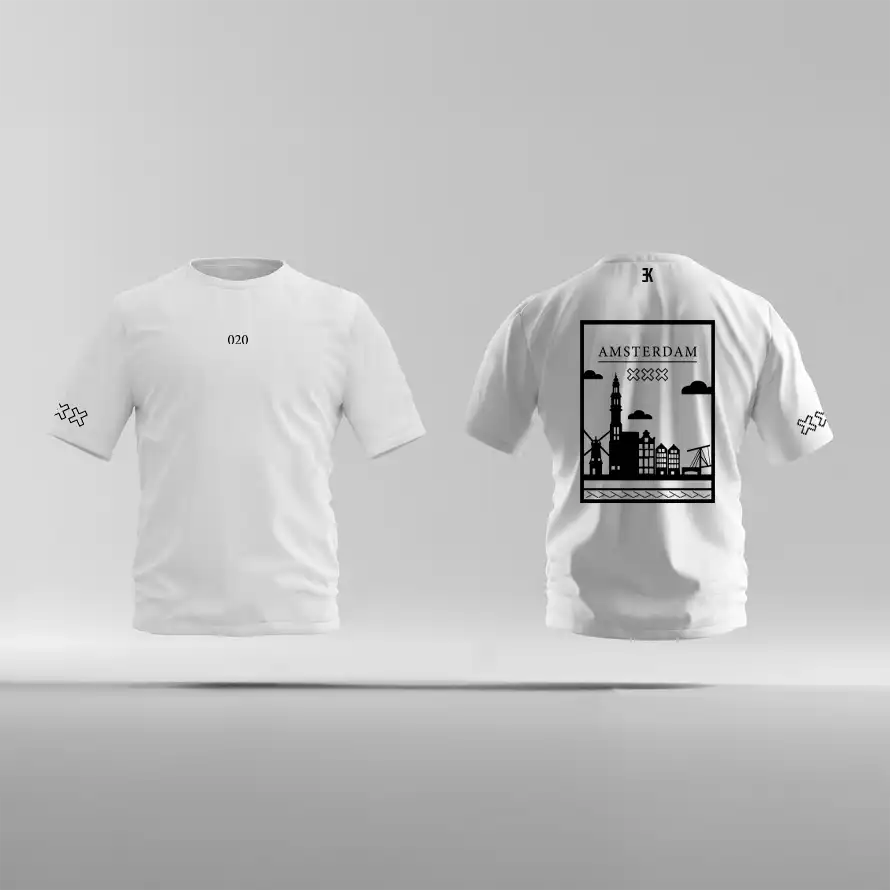 Amsterdam Shirt - Ek ams shirt wit vlak zwart 1 - Amsterdam Shirt O33261