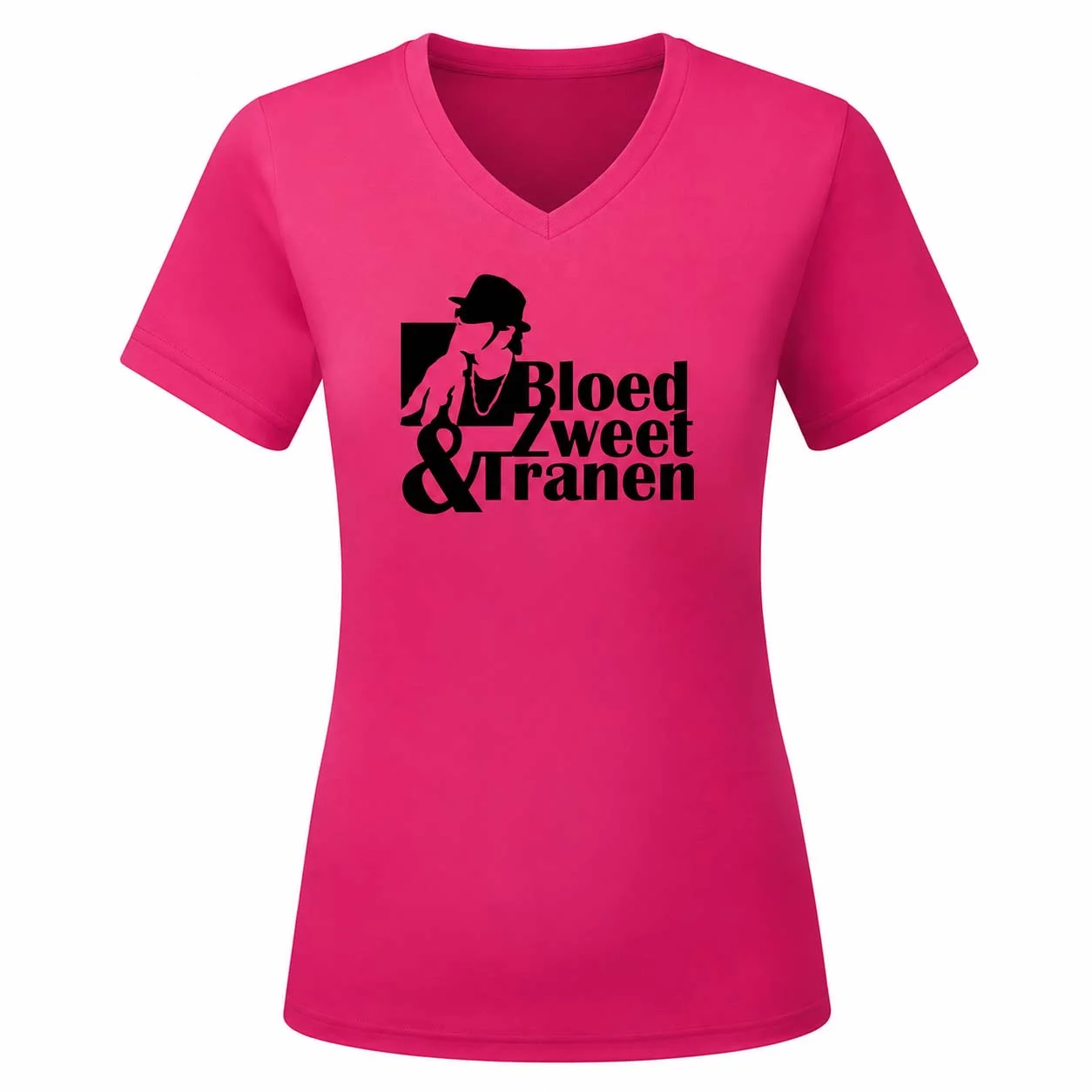 Bloed Zweet & Tranen - Dames Shirt - Ek hazes shirt fuchsia bzt dames v hals zwart 4 - Bloed Zweet & Tranen - Dames Shirt (163)
