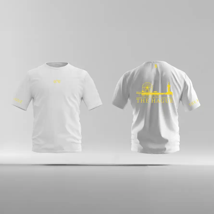 Den Haag Shirt - Skyline - Ek shirt wit denhaag opdruk geel skyline - EK8211