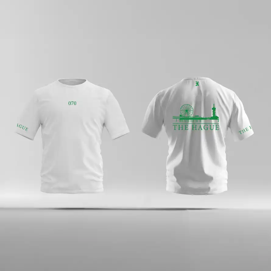Den Haag Shirt - Skyline - Ek shirt wit denhaag opdruk groen skyline 2 - EK8211