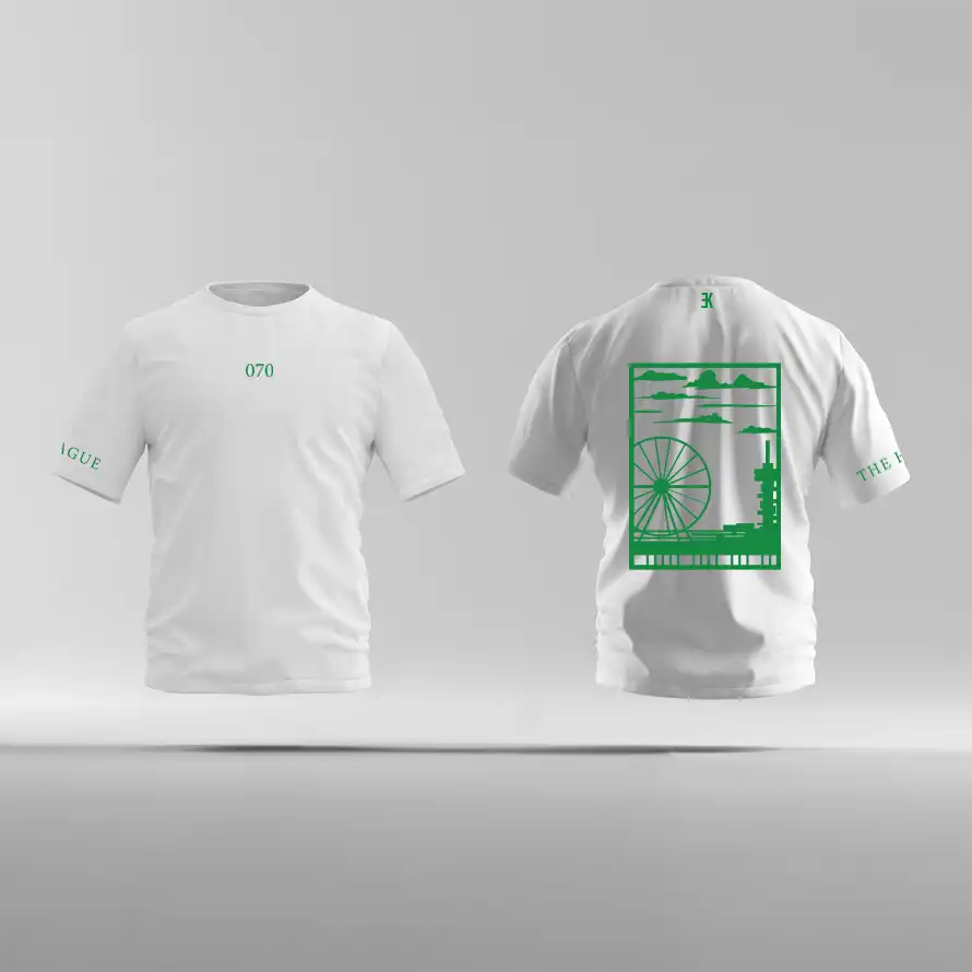 Den Haag Shirt - Ek shirt wit denhaag opdruk groen vlak - EK8201