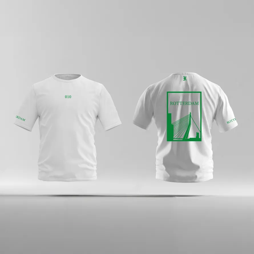 Rotterdam Shirt - Ek shirt wit rotterdam opdruk groen vlak 1 - Rotterdam Shirt O24658