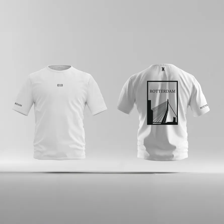 Rotterdam Shirt - Ek shirt wit rotterdam opdruk zwart vlak 1 - Rotterdam Shirt O24658