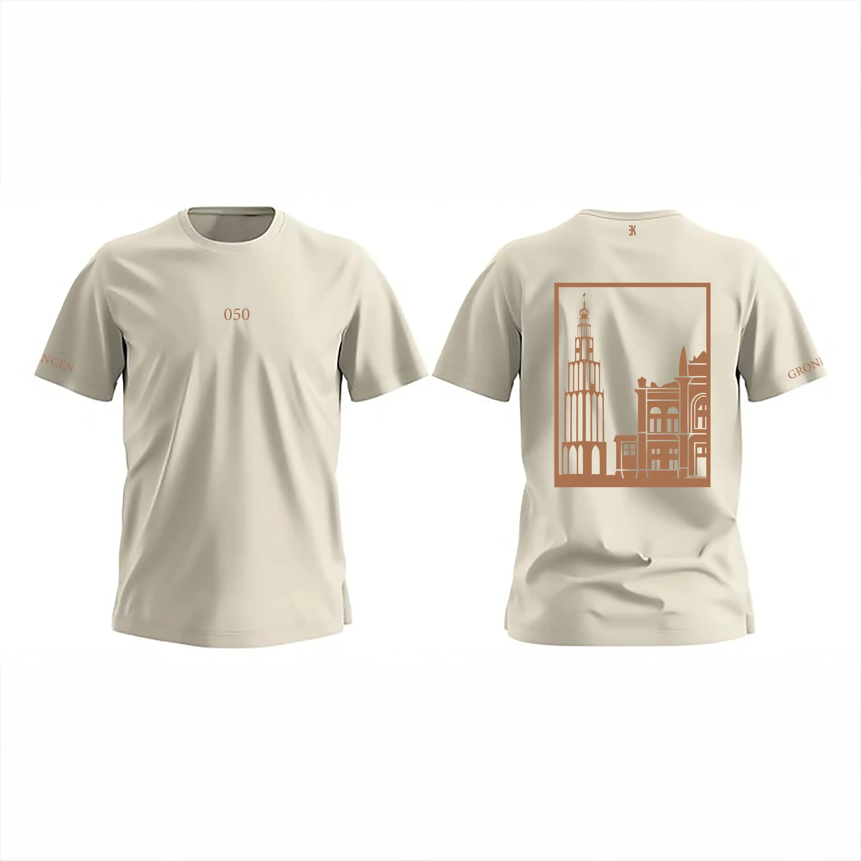 Groningen T-shirt - Evenementenkleding groningen shirt beige vlak - Groningen Shirt O14263
