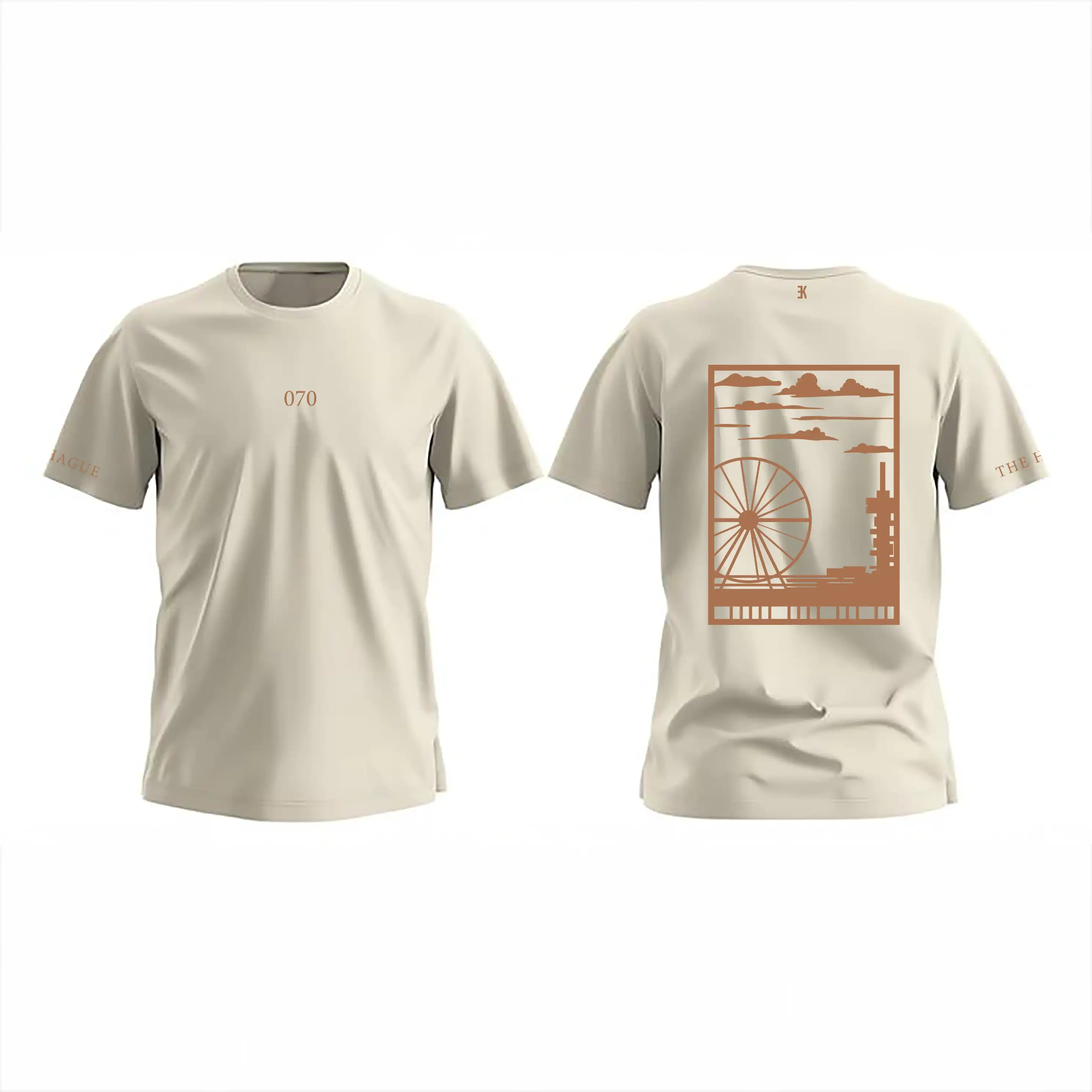 Den Haag Shirt - Evenementenkleding shirt beige denhaag vlak opdruk - EK8201