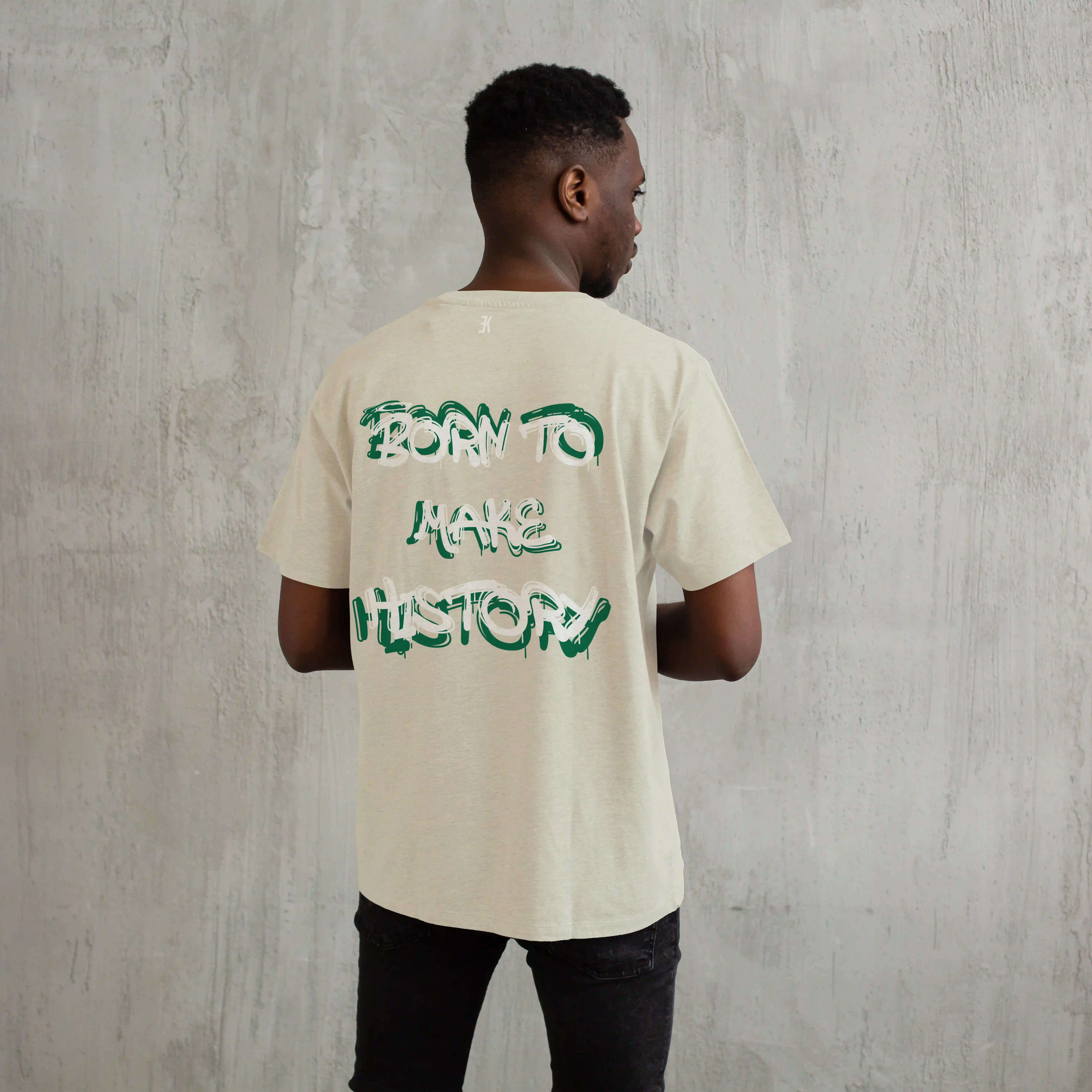 BORN TO MAKE HISTORY - T-Shirt - Evenementenkleding shirt beige model btmh - BORN TO MAKE HISTORY
