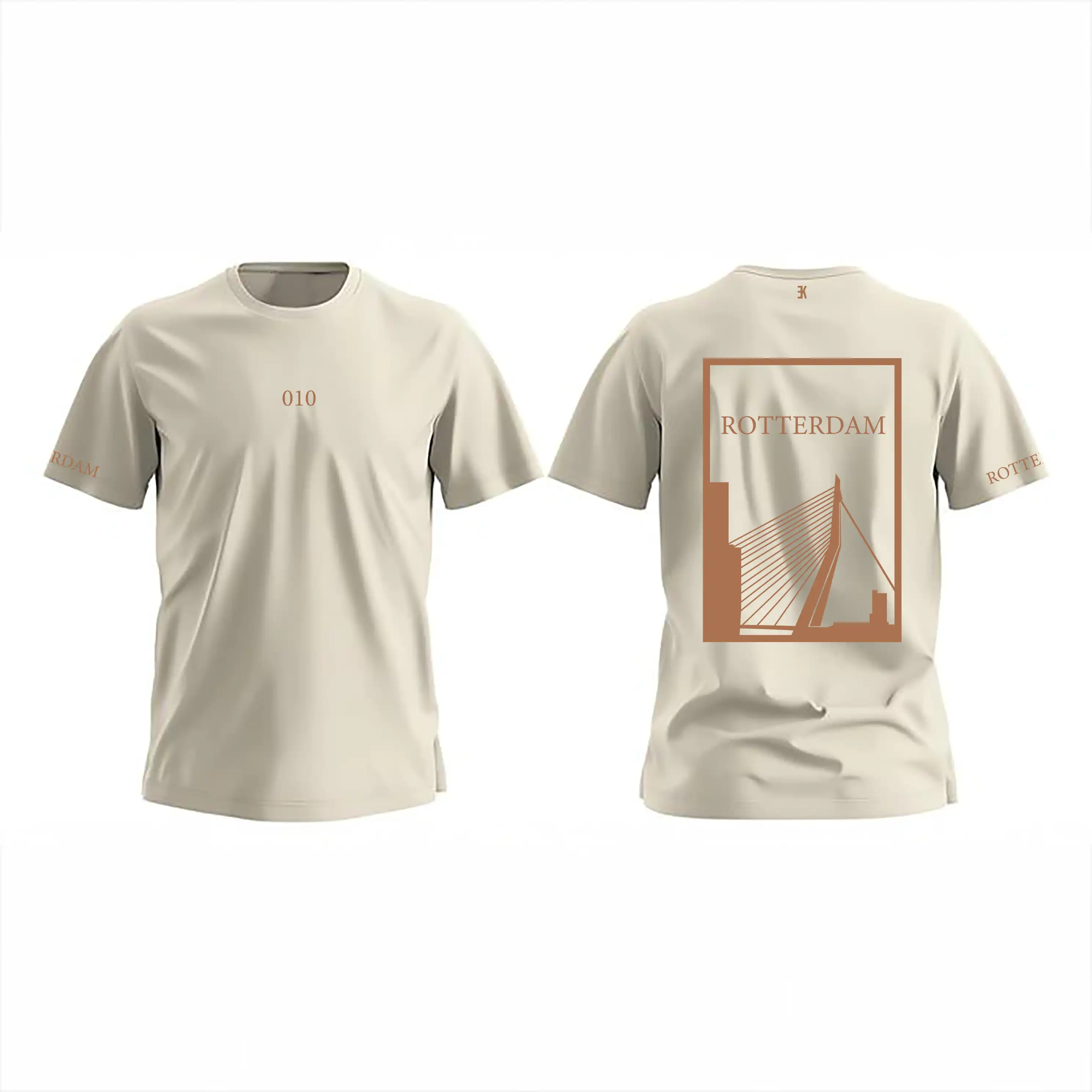 Rotterdam Shirt - Evenementenkleding shirt beige rotterdam vlak opdruk - Rotterdam Shirt O21479