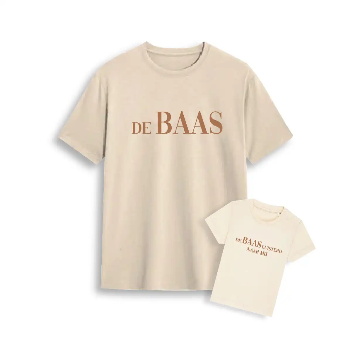 Matching Shirts Vaderdag Kids - De Baas - Evenementenkledingnl debaas vaderdag shirt kindershirt beige 1 - Matching Shirts Vaderdag Kids - De Baas (2347