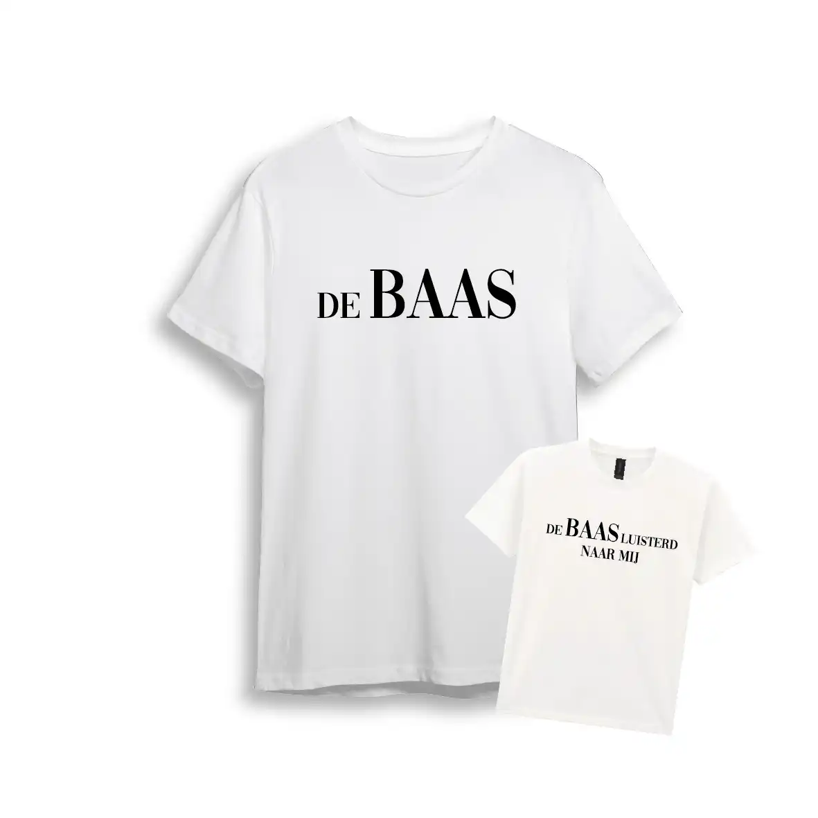 Matching Shirts Vaderdag - De Baas - Evenementenkledingnl debaas vaderdag shirt romper wit - 1