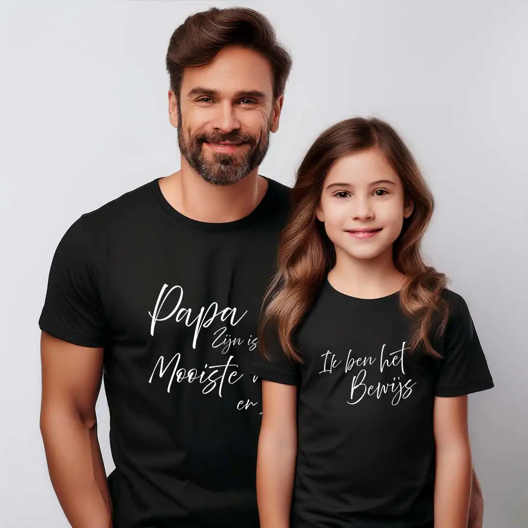 Matching Shirts Vaderdag - Papa - Evenementenkledingnl model vaderdag shirt kindershirt zwart 1 - Matching Shirts Vaderdag - Papa(12