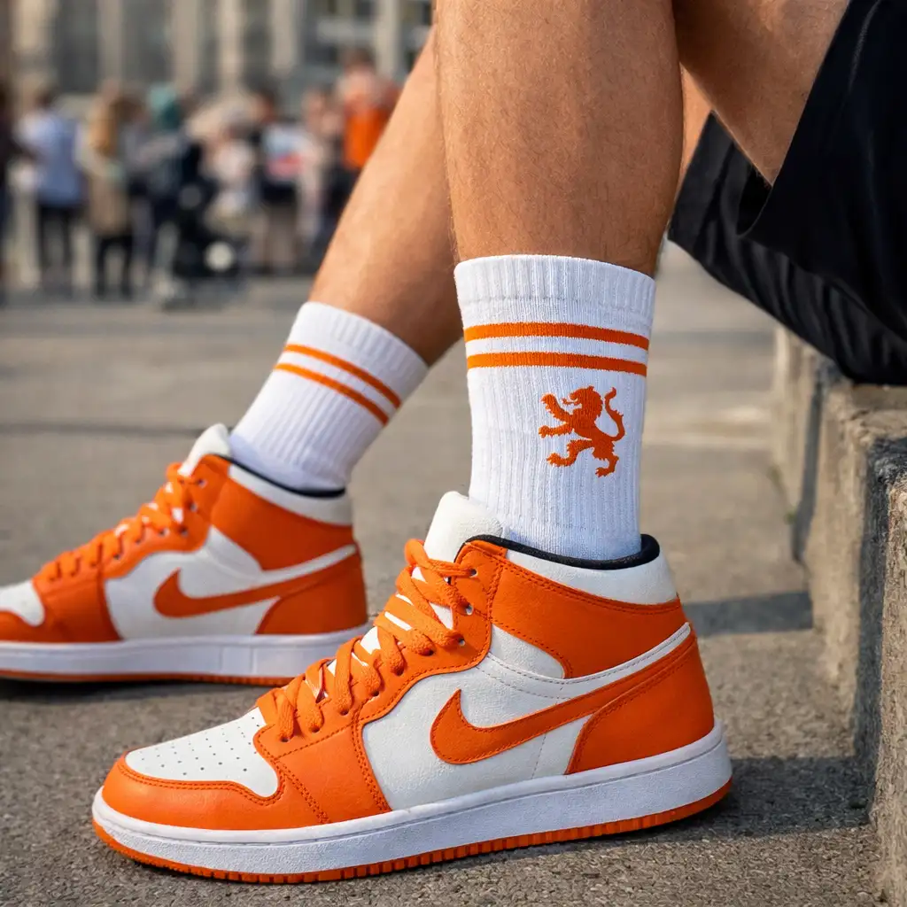 Oranje Sportsokken - 2 sets - Evenementenkledingnl sokken wk koningsdag webshop 02 - Oranje Sportsokken - 2 sets