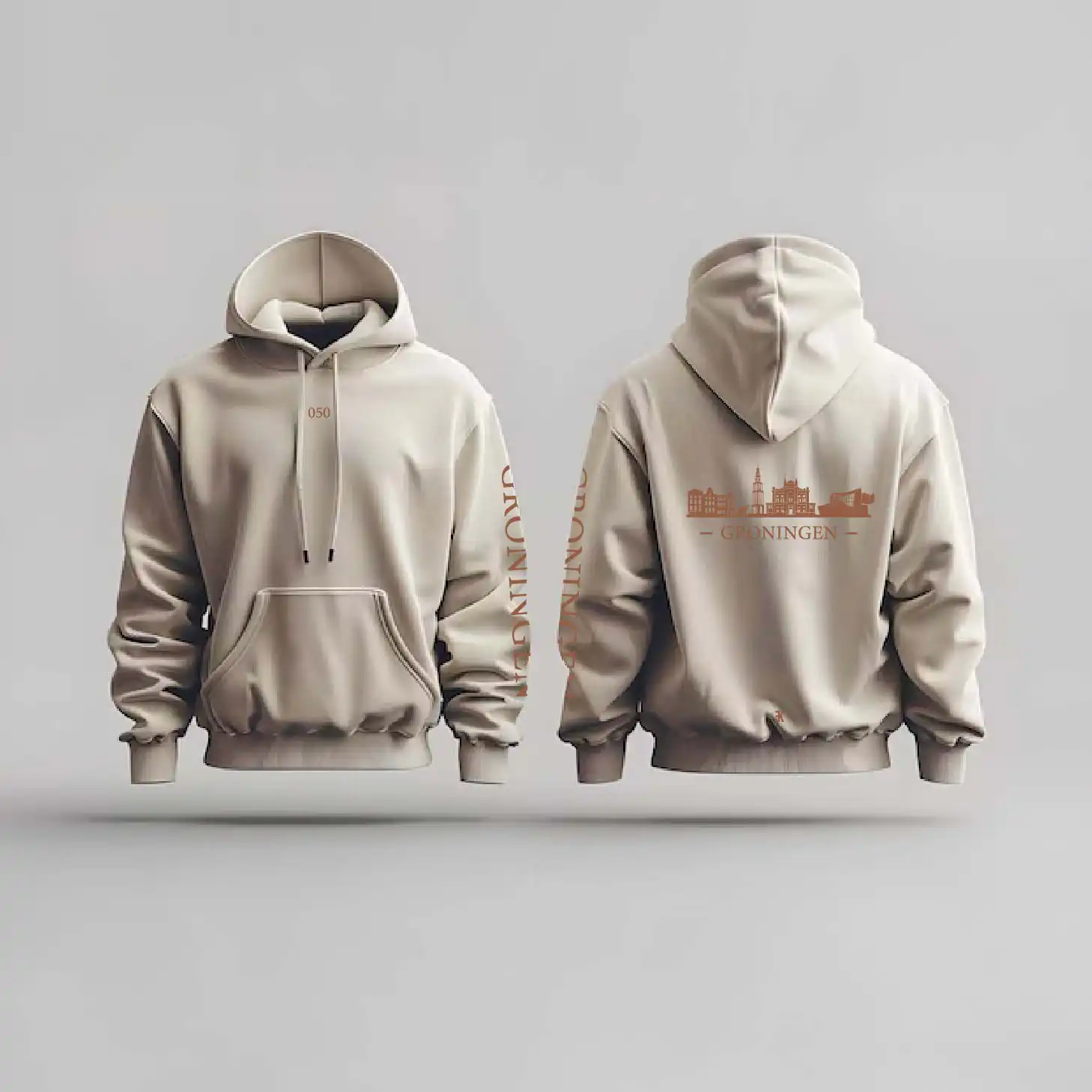 Groningen Skyline Hoodie - Groningen hoodie beige skyline 4 - Groningen Skyline Hoodie O17711