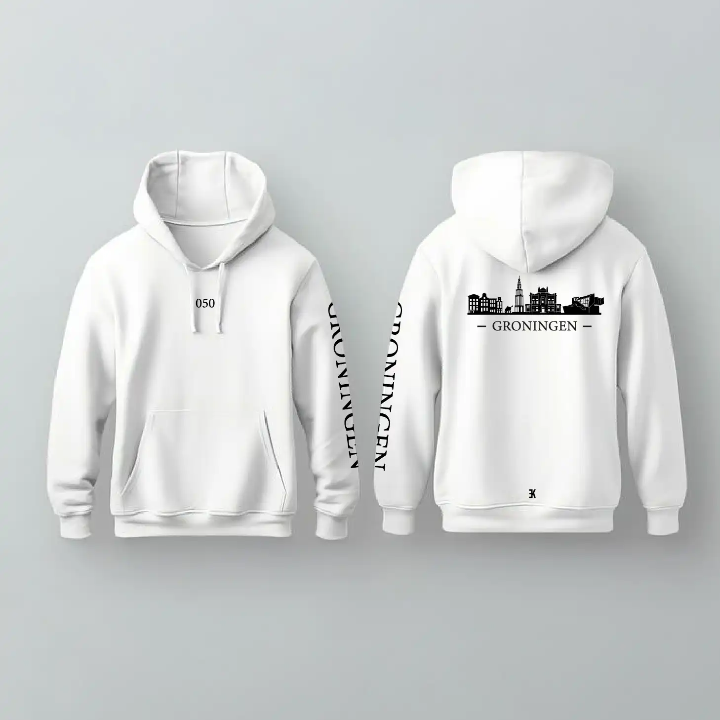 Groningen Skyline Hoodie - Groningen hoodie wit skyline 1 - Groningen Skyline Hoodie
