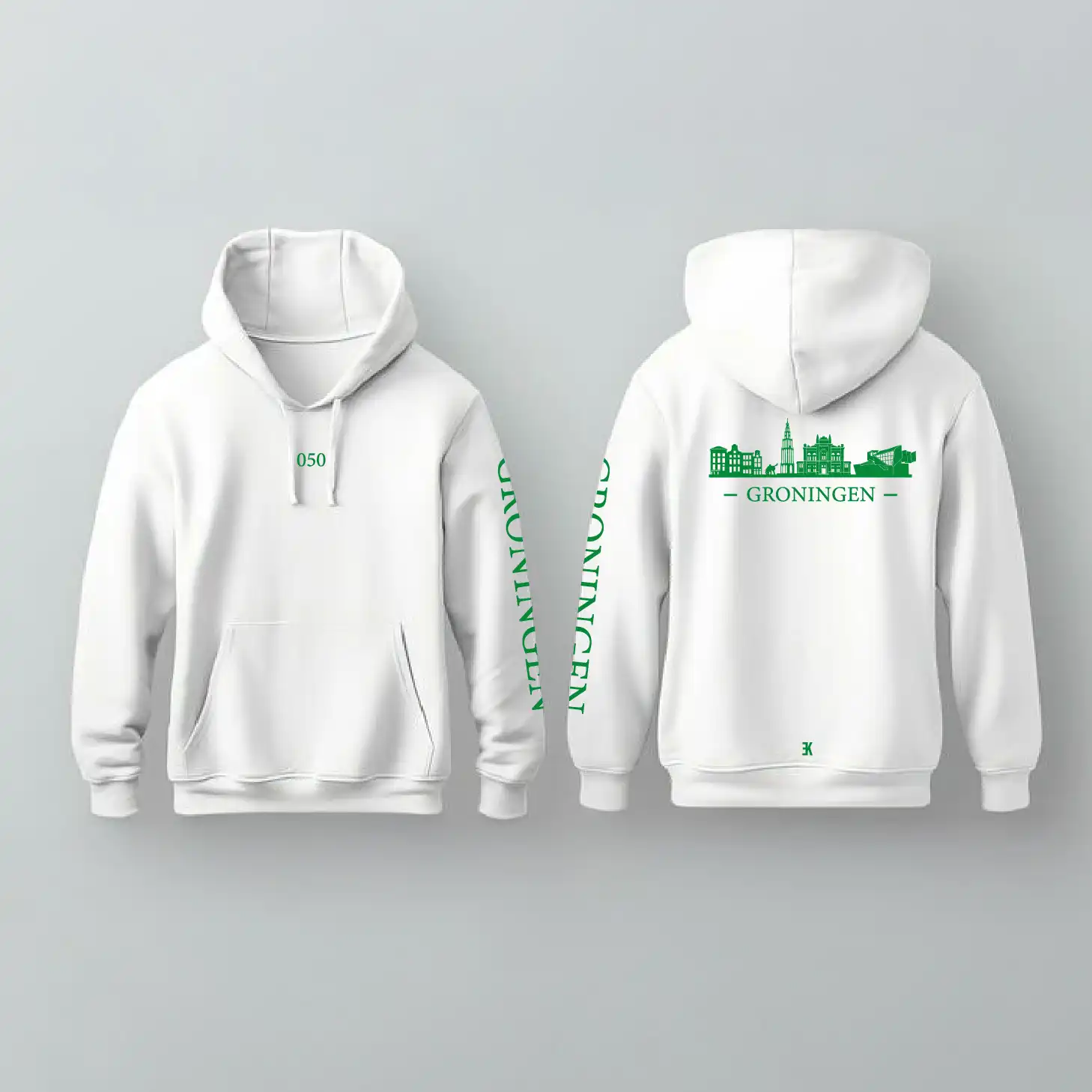 Groningen Skyline Hoodie - Groningen hoodie wit skyline groen - Groningen Skyline Hoodie O13201