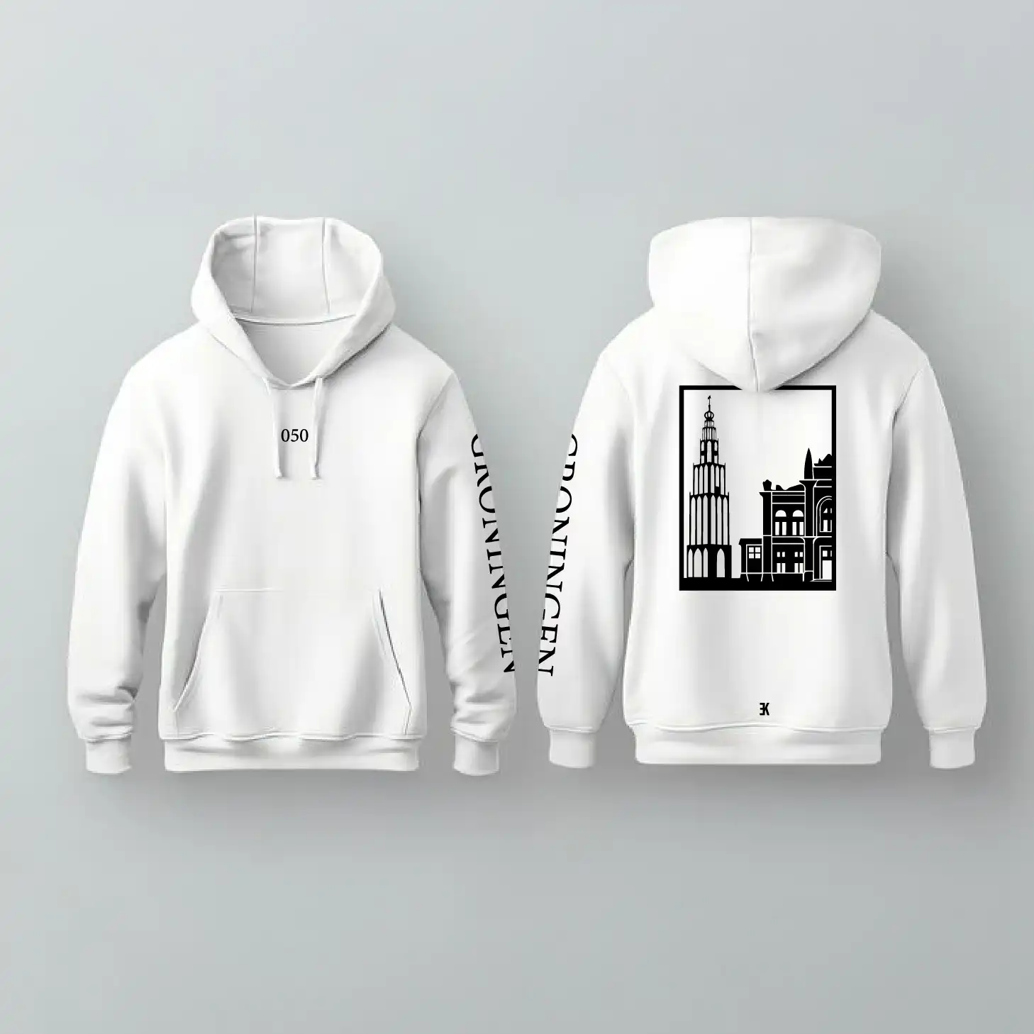 Groningen Stad Hoodie - Groningen hoodie wit vlak 2 - Groningen Stad Hoodie O18024