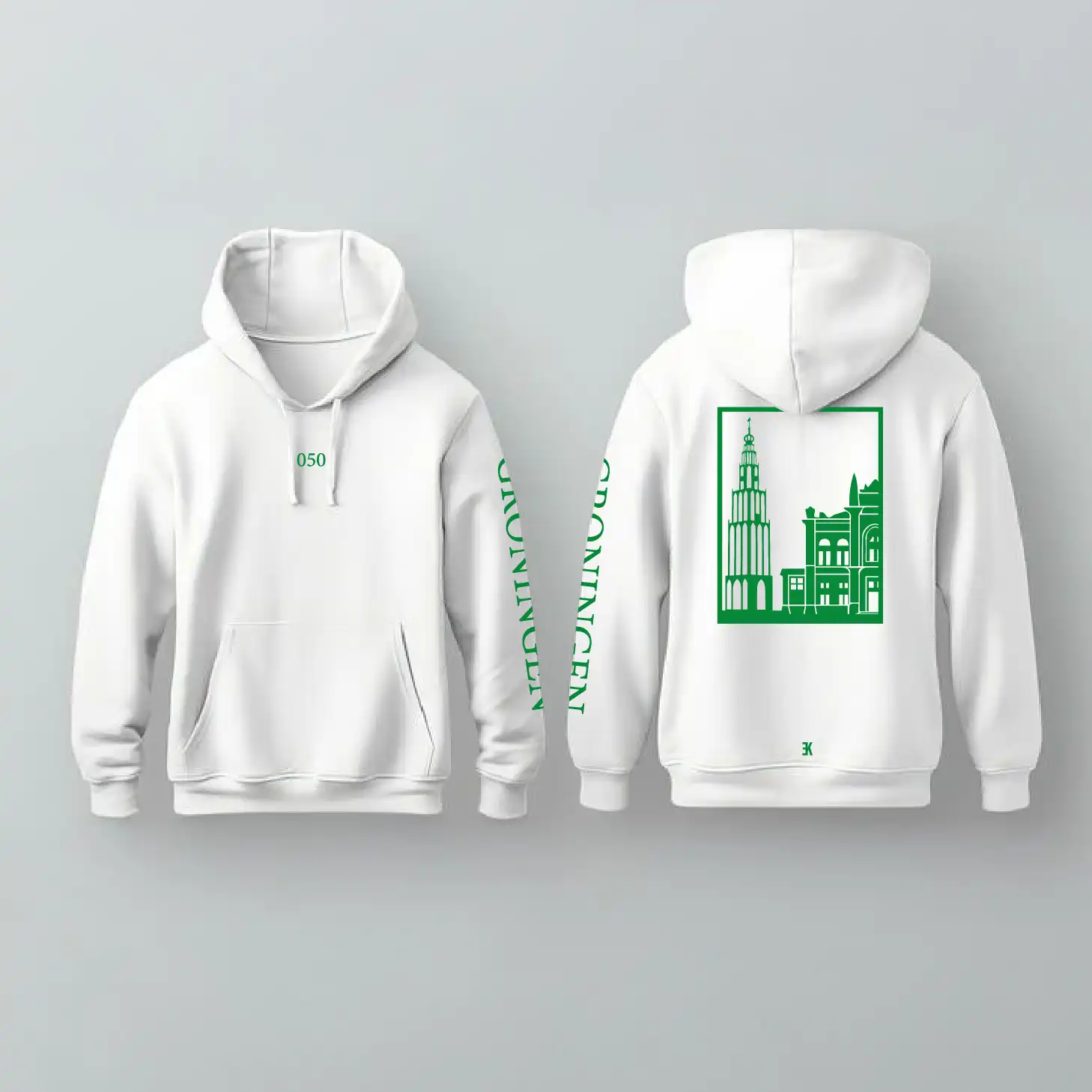 Groningen Stad Hoodie - Groningen hoodie wit vlak groen 3 - Groningen Stad Hoodie O18171